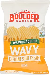 Boulder Canyon Wavy Cheddar Sour Cream Potato Chips, 5.5 oz - Bold Flavor, Ultimate Crunchy Snack