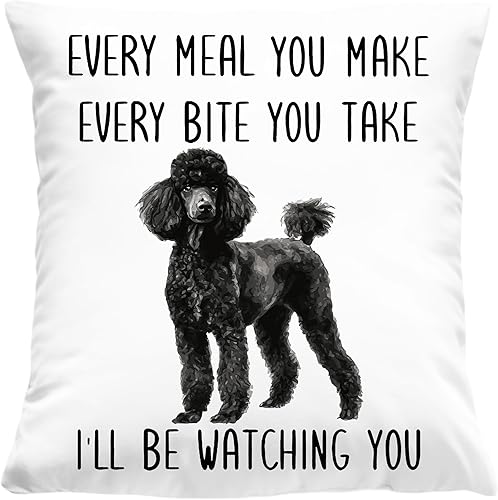WULQYING Funny Black Poodle Dog Pillow Covers 18x18, Poodle Gifts for Women, Gif
