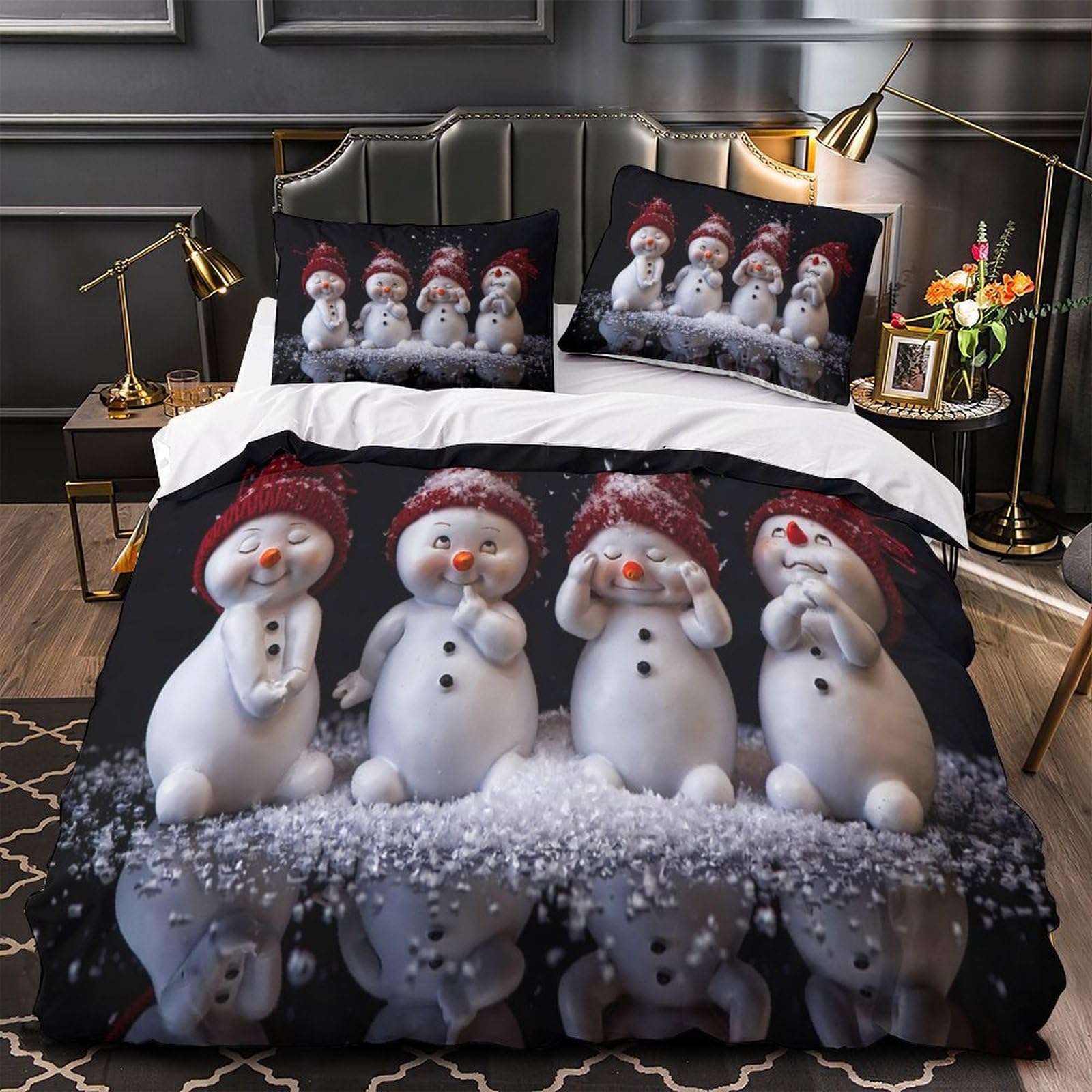 Housse de couette bonhomme de neige en microfibre haut de gamme lavable