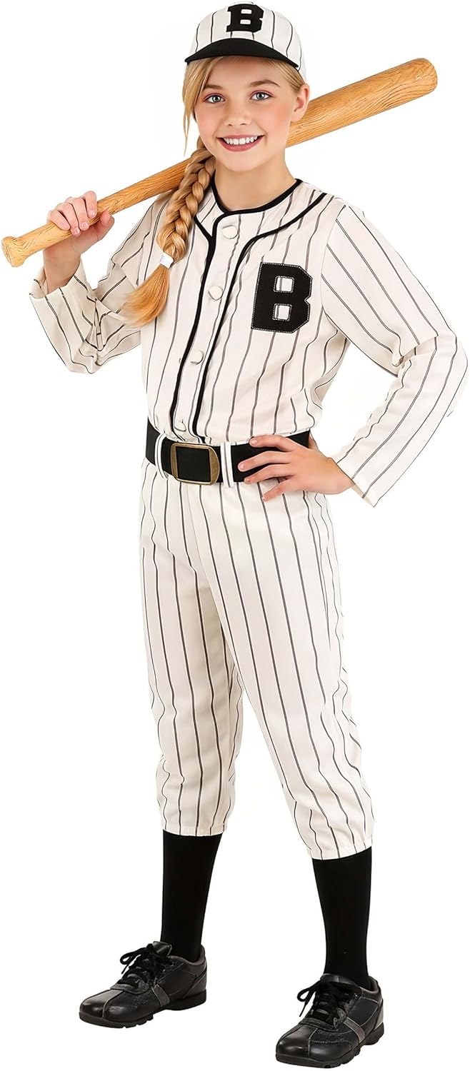 Children Vintage Baseball Costume, Shirt, Pants, Belt, Hat, Knicker-Style Pants, Cream Fabric