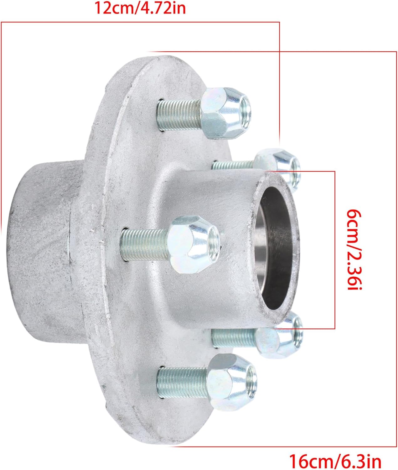 5-Lug 4-1/2 Inch Galvanized Trailer Hub Assembly for 3.5K Axles and #84 Spindle