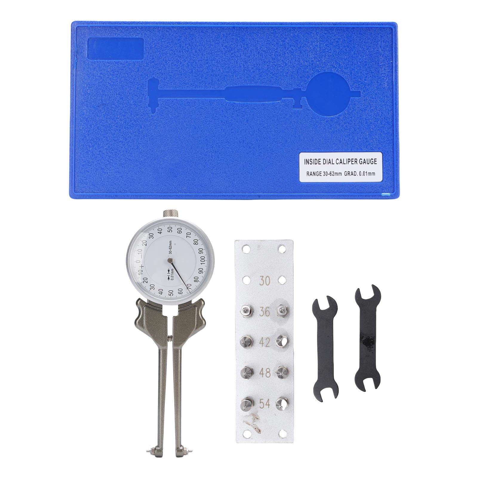 Demeras Herramienta de Medición de Calibre Interno con 8 Cabezales de Repuesto para una Medición Precisa del Calibre Interior Aleación de Aluminio de 30-62 Mm