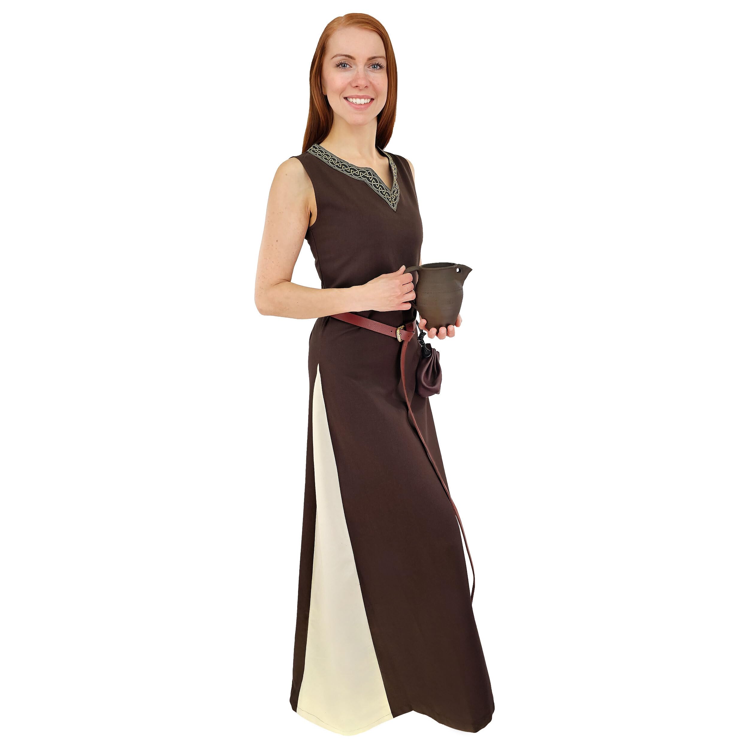 Mittelalter Kleid mit Schnürung ärmellos Juta-zweifarbig-ver. Farbvariationen-Mittelalter, LARP, Reenactment