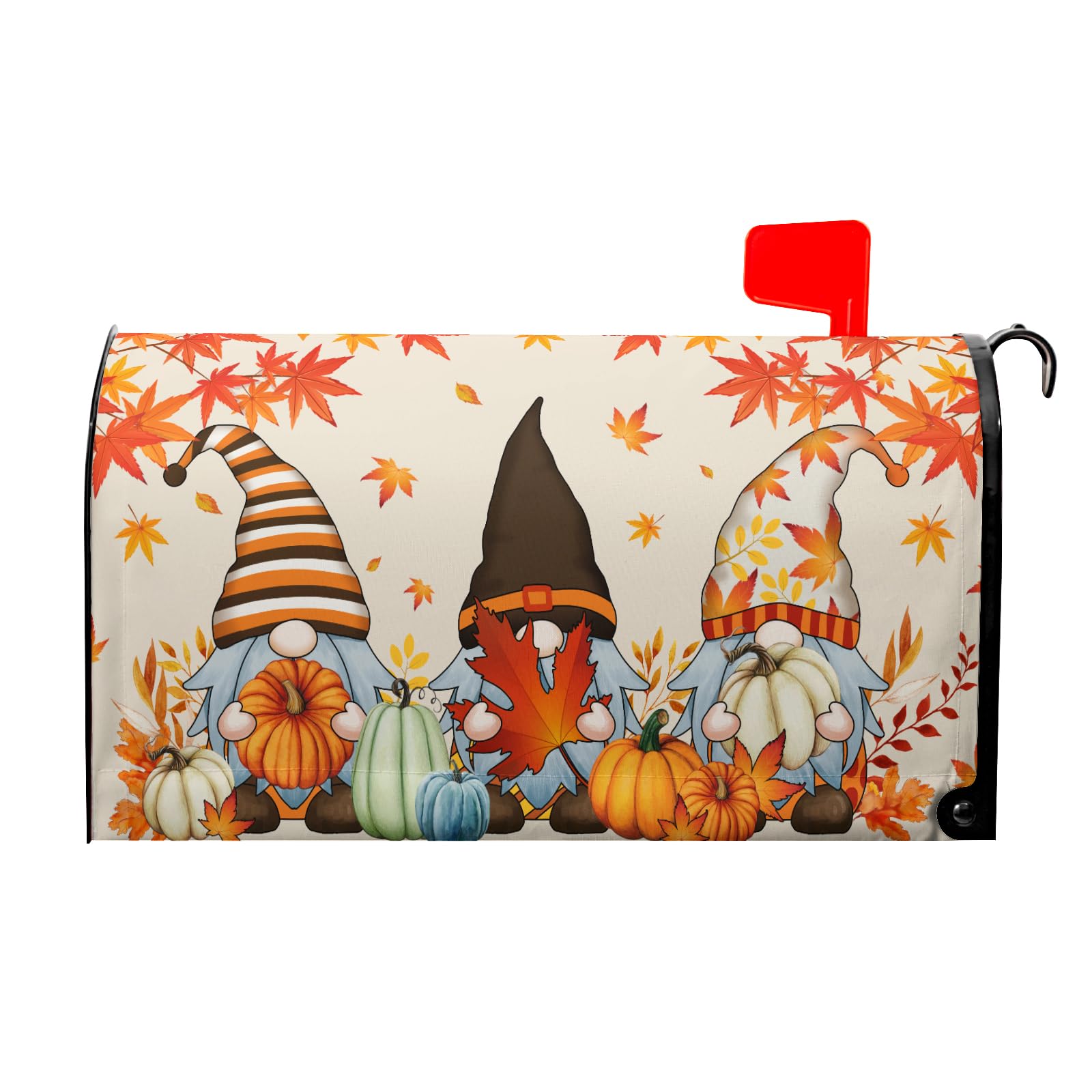 Welcome Autumn Pumpkin Magnetic Fallen Leaves Mailbox Cover - Standard Size 18 X 21 - Decorative for Home, Outdoor, Garden