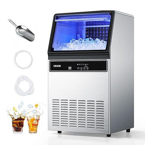 VEVOR Commercial Ice Maker Machine, 130Lbs/24H with 33Lbs Storage, 45