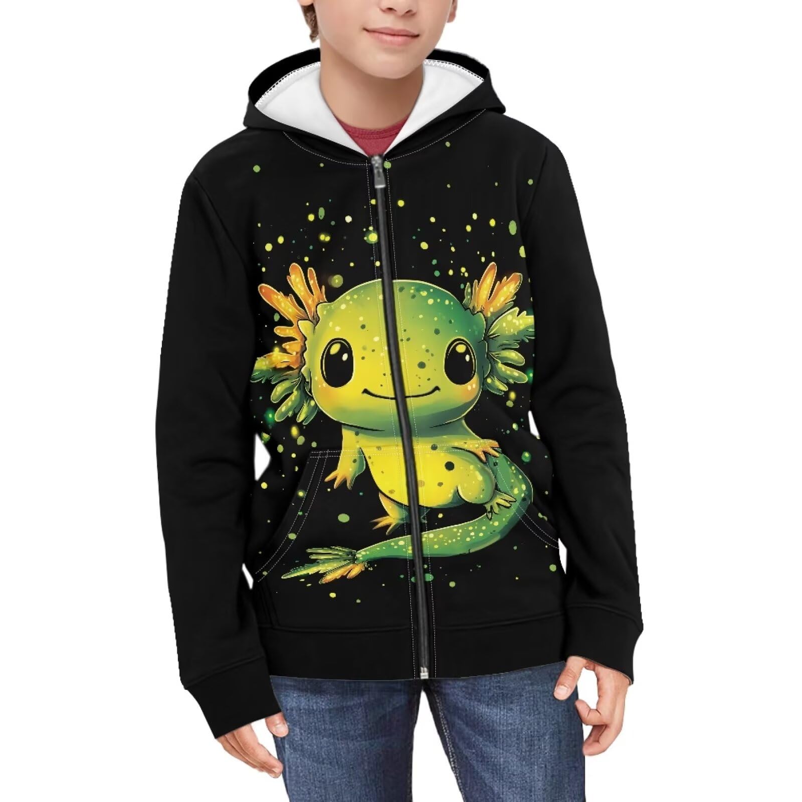 Suobstales Kids Soft Zip-Up Hoodie for Boys 6-16 Years Hooded Sweatshirt Fall Cardigan Jacket with Pockets