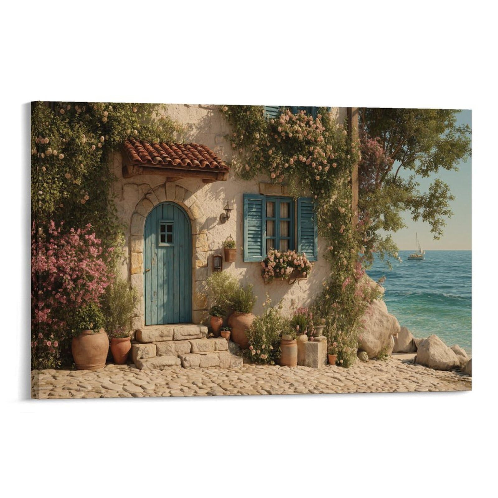 Nqhxlrudc Frame-Style-9 Beach House Canvas Wall Art Giclee Canvas Cultural Landscape High Definition Printing Cultural Landscape Giclee Artwork Natural Home, Hotel, Exhibition Hall, Public Area 16X24inch(40X60cm)