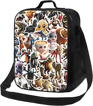 Italian Brainrot Lunch Box Reusable Insulated Lunch Bag for Men Women Black2