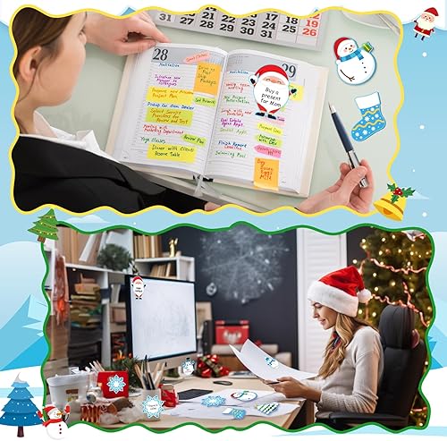 Miniatura 4 de 36 notas adhesivas de Navidad, 720 hojas de Winther copo de nieve, muñeco de nieve, blocs de notas para fiesta, creativos, lindos marcadores de
