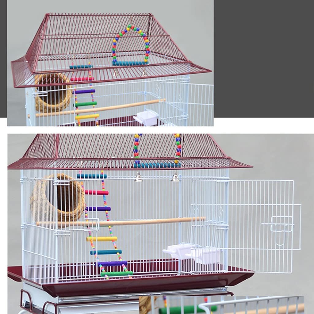 Casa degli uccelli Gabbia per uccelli grande in acciaio inossidabile, Habitat per uccelli multifunzionale per foraggio, riposo e gioco, Gabbia per uccelli in volo con vassoio estraibile Spazioso