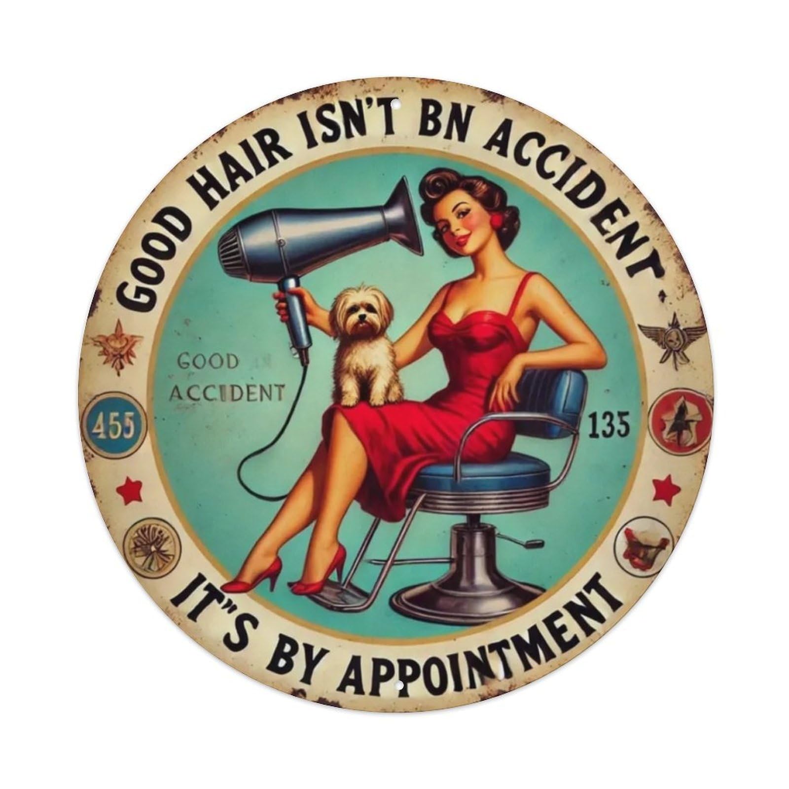 Gentinap Vintage Hair Salon & Pet-Themed Tin Sign Metal Sign Home Bar Garden Wall Decor Metal Poster 8X8 Inch