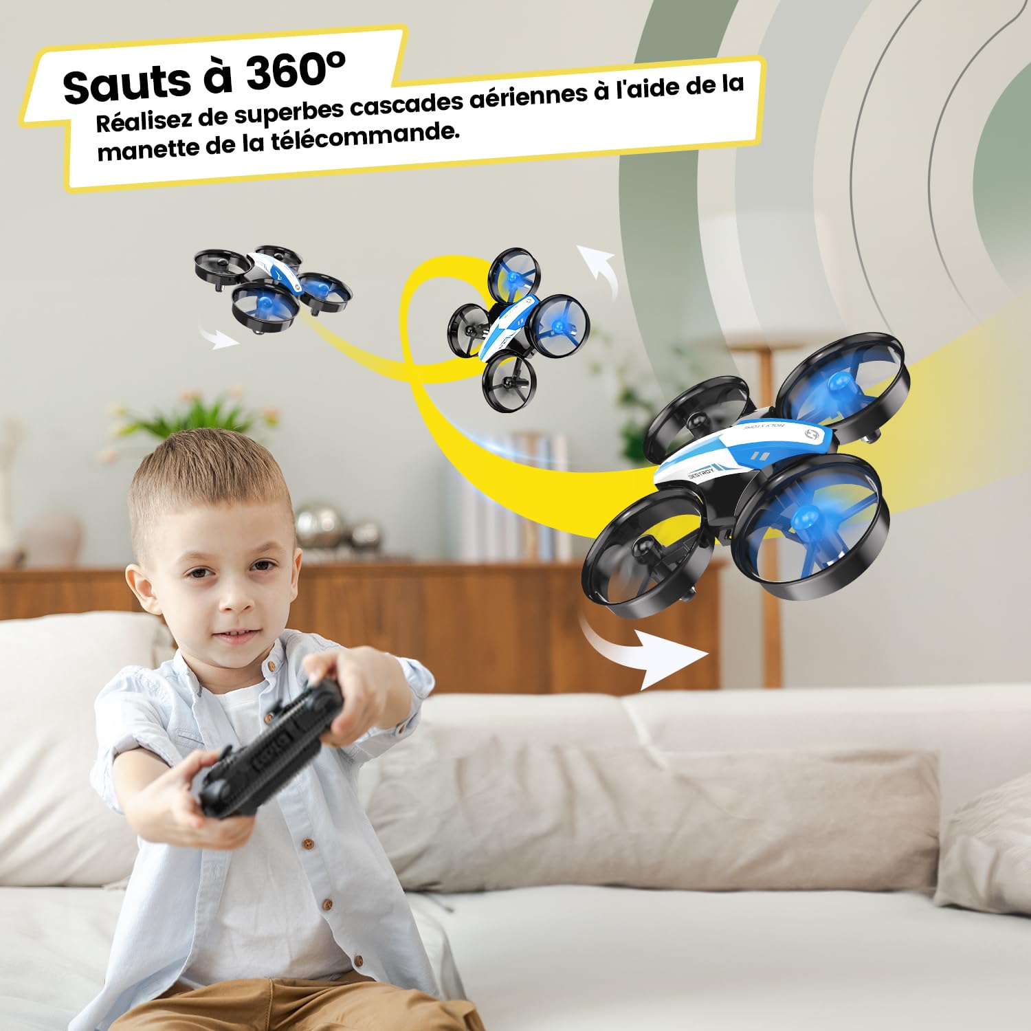 Holy Stone HS210 Mini Drone pour Enfants et Débutants RC Nano Hélicoptère D'intérieur avec mise en vol Automatique, Flip 3D, Mode sans tête et 3 Piles, Superbe Cadeau pour Garçons et Filles, Bleu