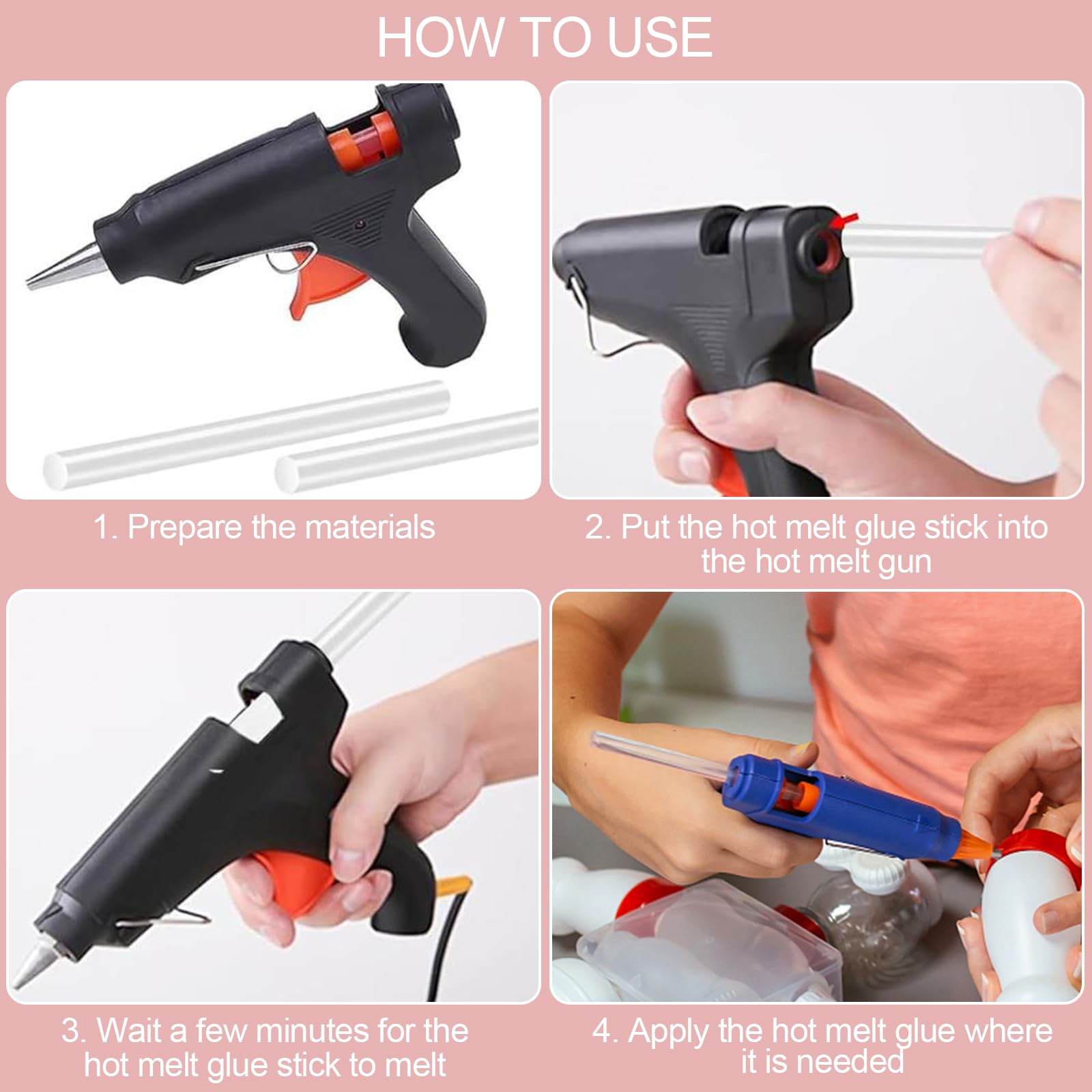 Relota 100 pezzi Colla a Caldo 7 x 100 mm, Stick Colla a Caldo Trasparente per Pistola Colla a Caldo, Kit Bastoncini di Colla Asciugatura Rapida per Fai da Te, Riparazione e Fissaggio