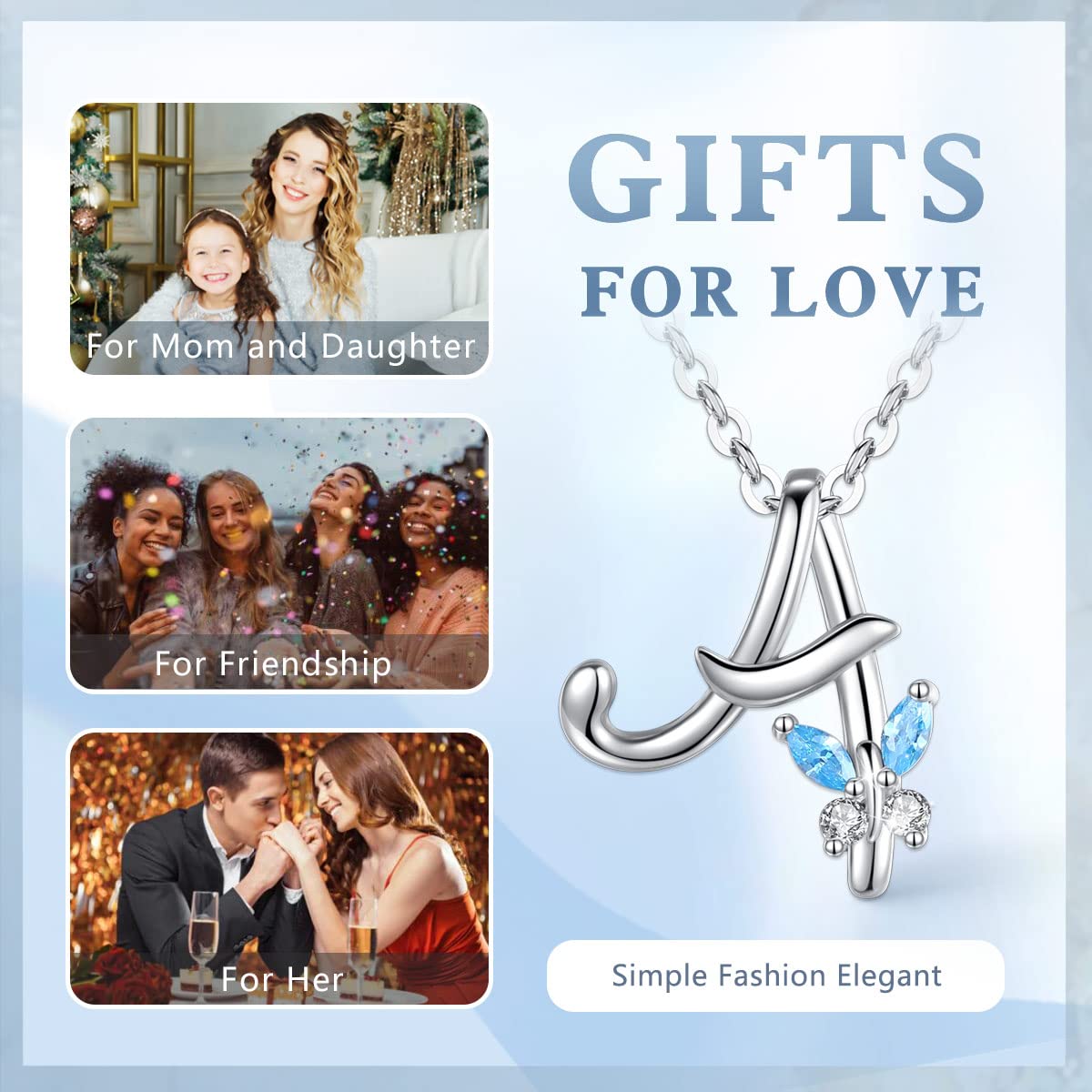 EUDORA Harmony Ball Collana Iniziale Argento Sterling 925 26 Lettere dell'Alfabeto Ciondolo Personalizzato Nome Gioielli Collane Regali per Donne Ragazze Festa della Mamma, Catena 45 cm