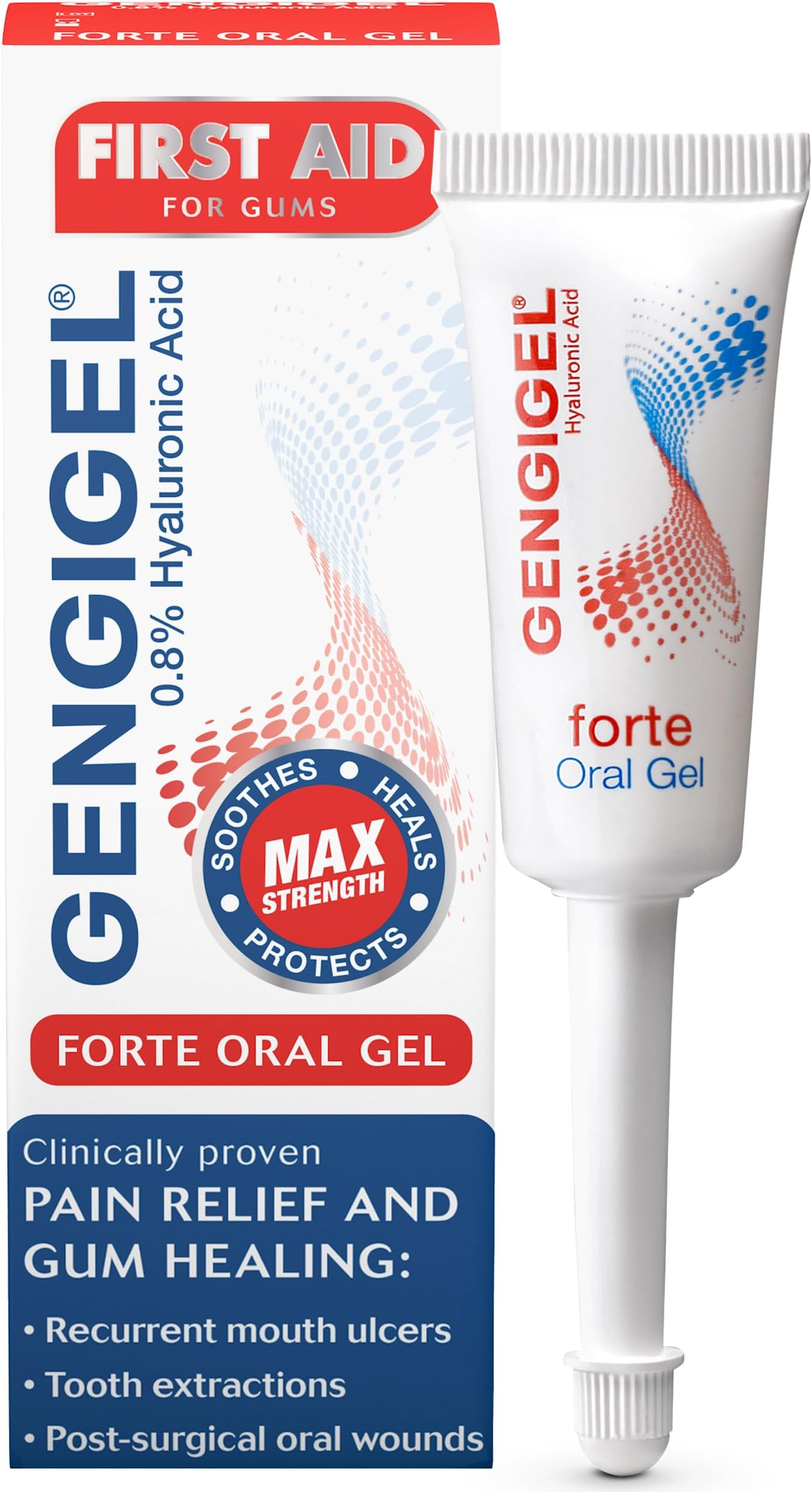 Gengigel Forte First Aid Oral Gel 8ml – Mouth Ulcer Treatment for Adults with Hyaluronic Acid, Intensive Gum Repair & Gum Disease Support, Targeted Care for Mouth Ulcers & Gum Irritation
