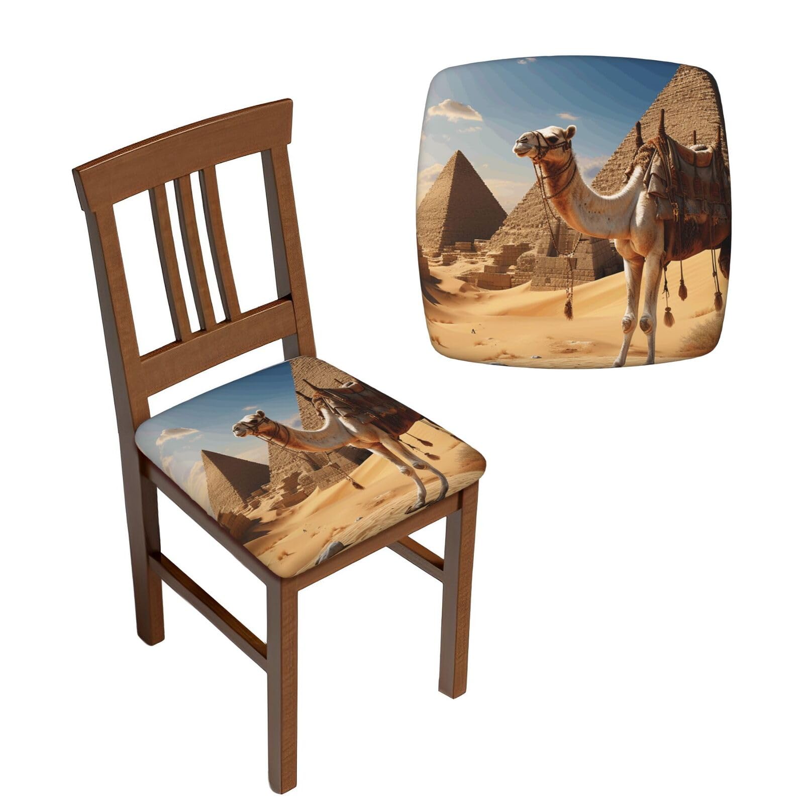 FodPand 2PCS Dining Chair Covers for Dining Room Camel Desert Chair Seat Cover Stretch Parsons Chair Slipcover Removable Washable Seat Cushion Slipcovers Cover for Kitchen Office