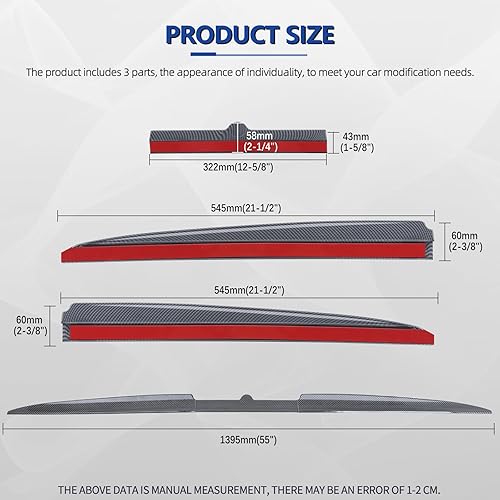 Miniatura 2 de JMTBNO Alerón universal de fibra de carbono para maletero trasero compatible con Nissan Maxima Sedan 2000-2023 Acura Kia Stinger 2018-2023