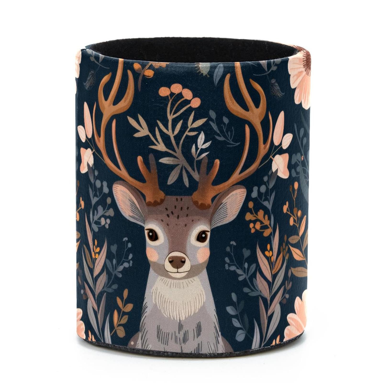 VAPOKF Round Pencil Holders for Desk, Vintage Deer Pen Holders Pen Pot Makeup Brushes Storage Desktop Stationery Supplies Organiser for Home Office
