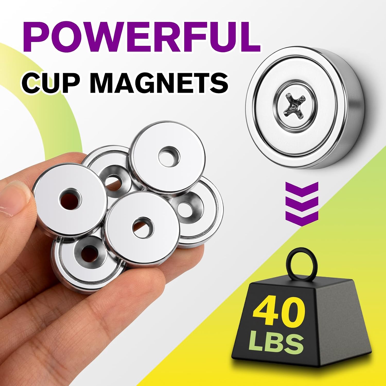 NIUKNOW Neodymium Magnet, 16 Pack Rare Earth Magnets, 40 lbs