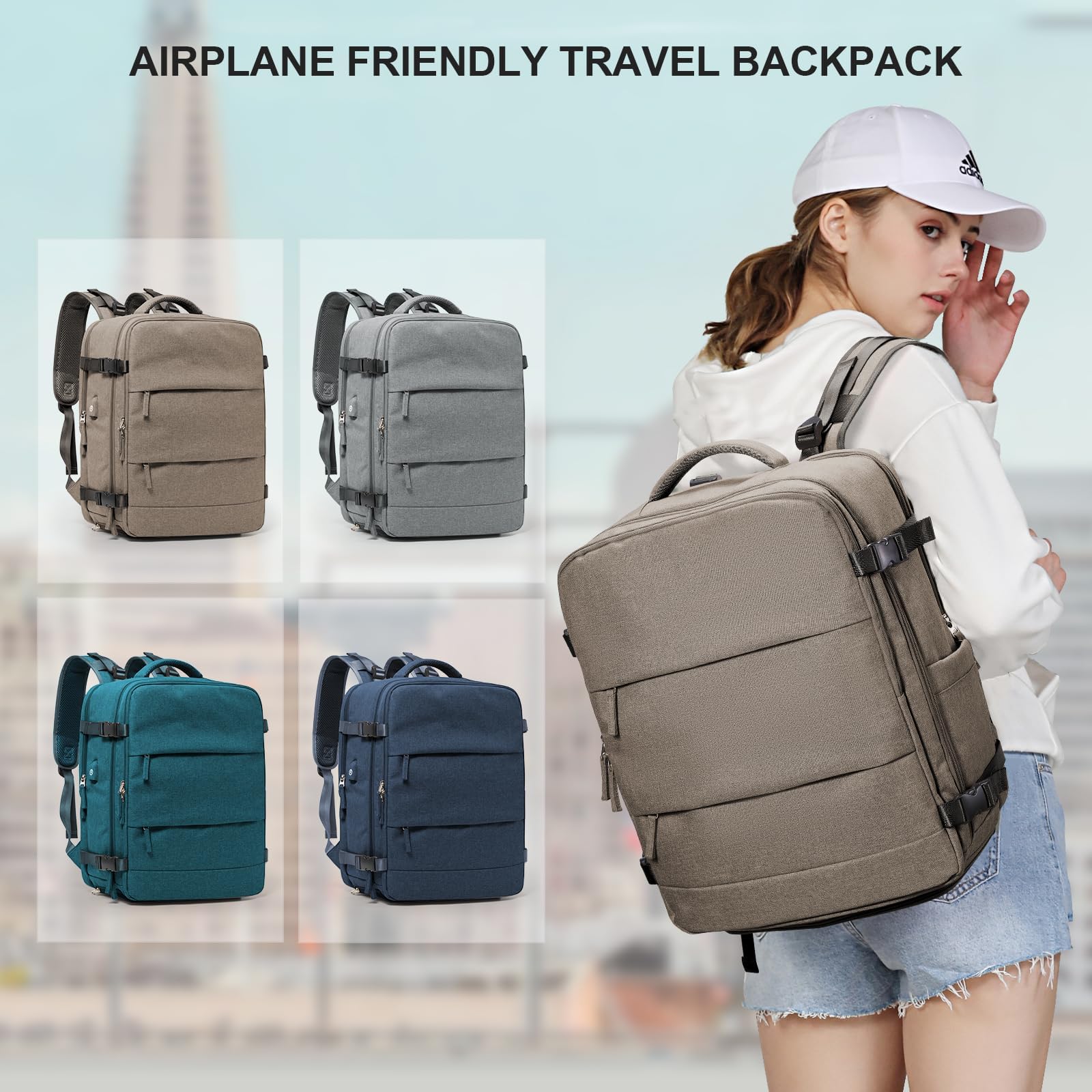 SZLX Zaino Ryanair 40x20x25 Donna Zaino da Viaggio Sottovuoto con pompa Bagaglio a Mano Sottovuoto Viaggio Uomo Borse da Cabina 45x36x20 Easyjet con scomparto per scarpe per Laptop da 14 Pollici