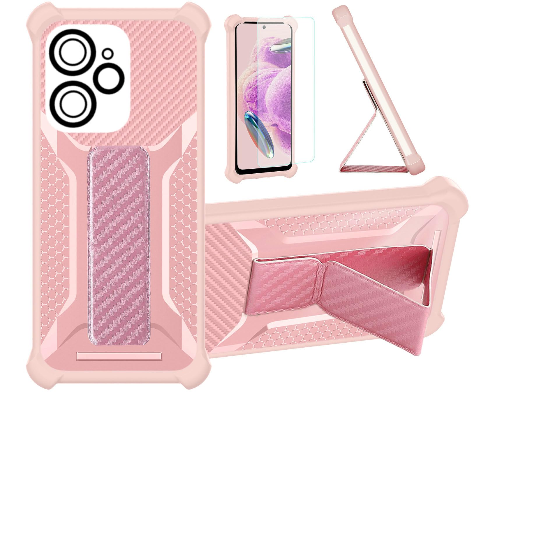 Case Compatible for Blu View Speed Ultra 5g B1660v Phone Case Stand Cover [with 1* Tempered Glass Screen Protector] Hybrid Case [Folding Support