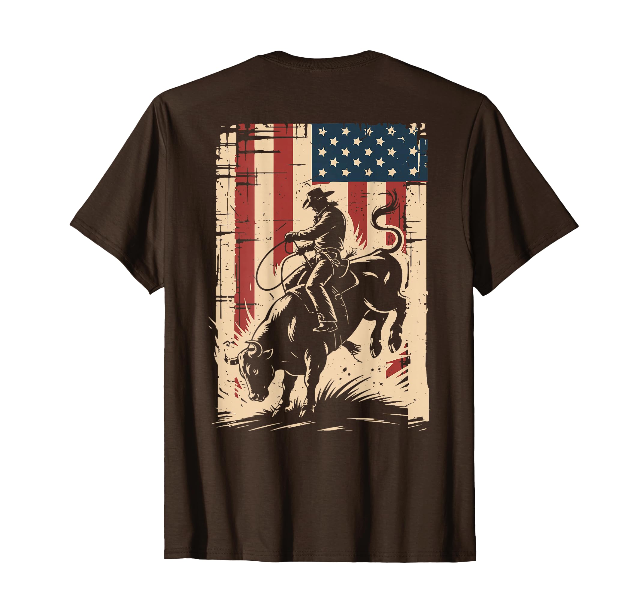 American Flag Bull Riding Cowboy Patriotic Rodeo Bull Rider T-Shirt