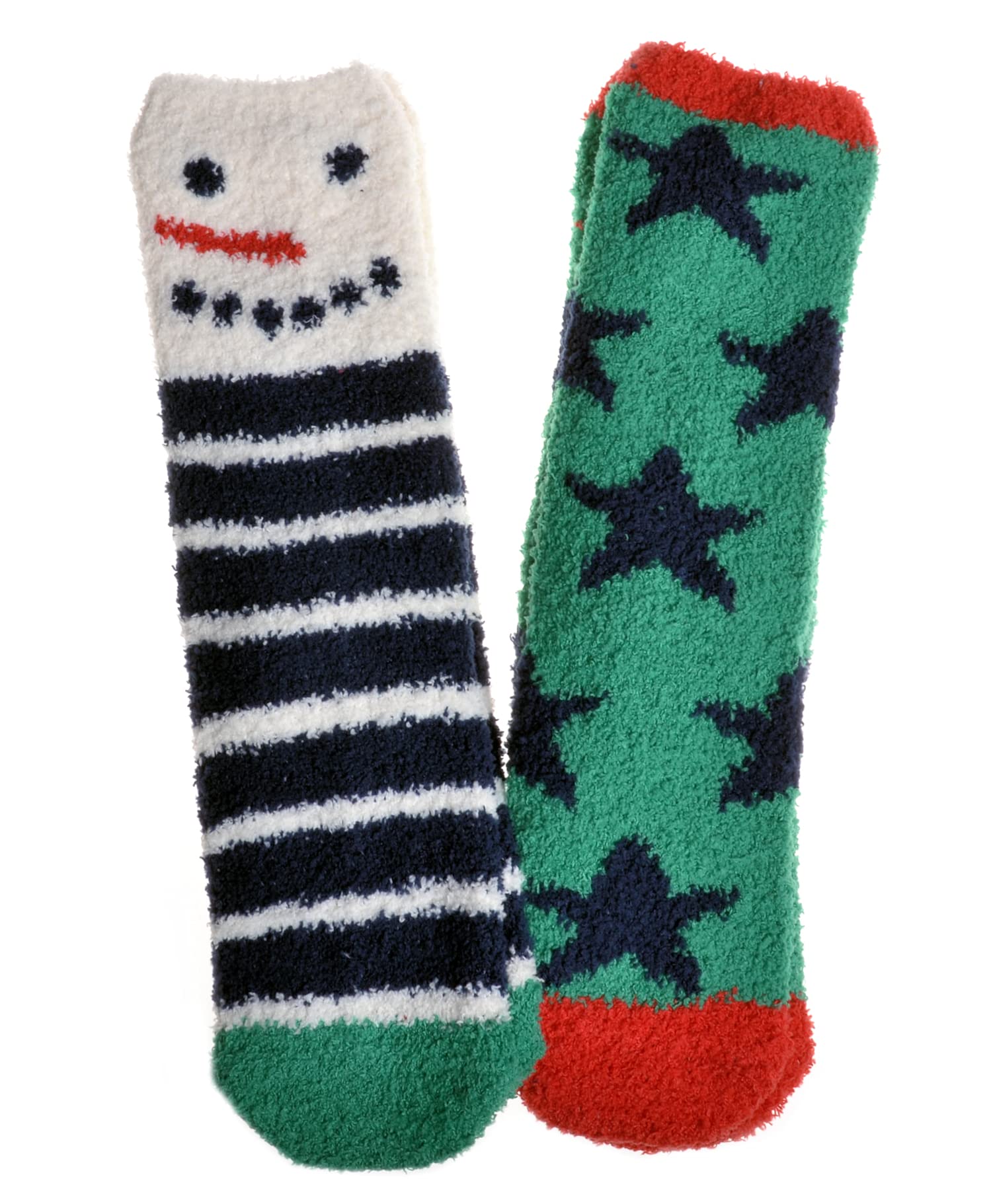 Wb Socks Boys Blue 2 Pairs Of Snowman & Stars Fluffy Socks Warm Cosy Socks