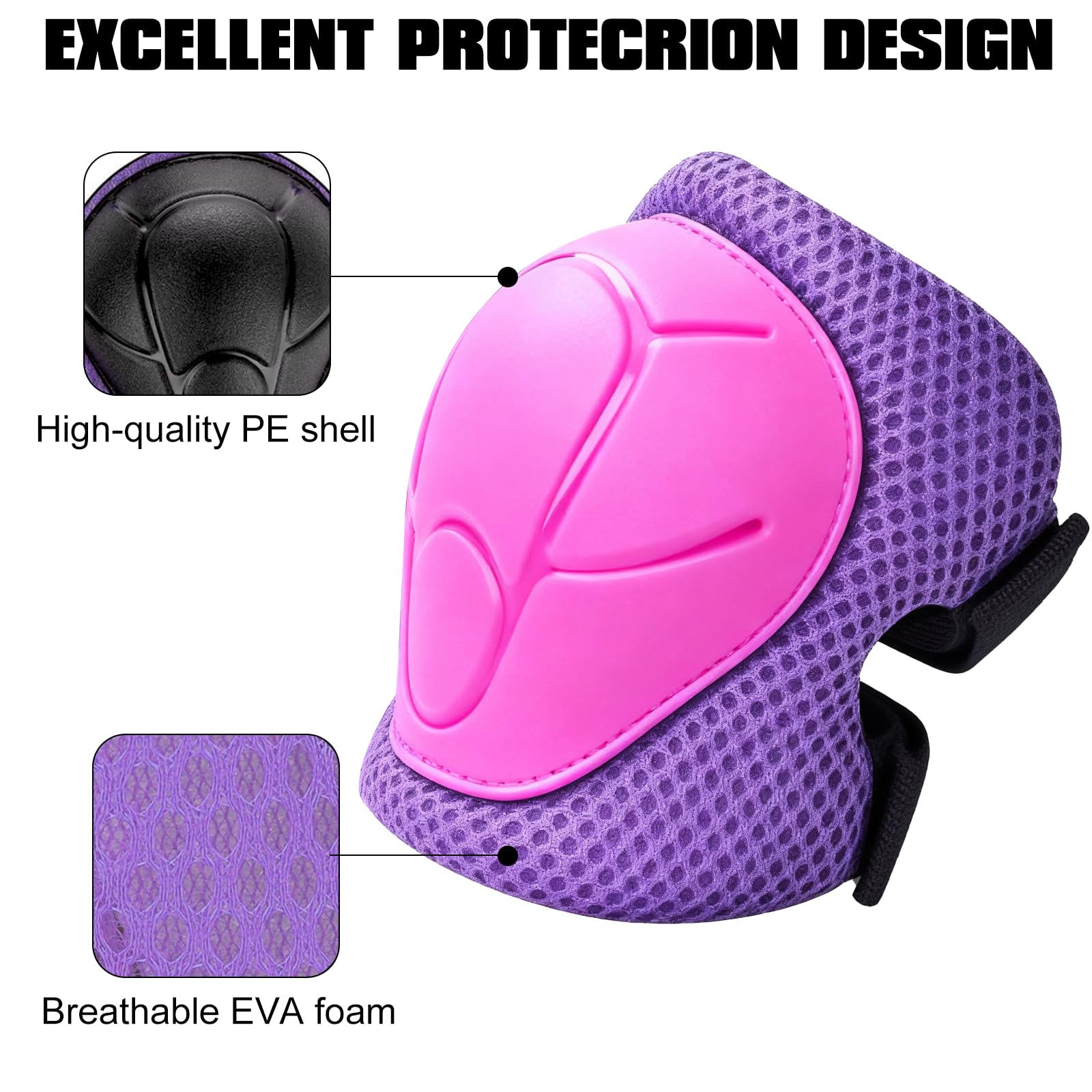 Zorplex Juego de 6 Equipo de Protección Infantil, Set Rodilleras Coderas y Muñequeras, Protecciones Patines Niño, Juego de Protecciones para Ciclismo, Monopatín, Escalada, y Otros Deportes - 4