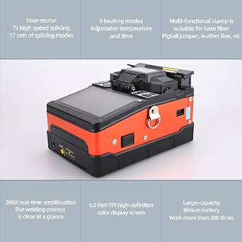 A-81S Fiber Optic Fusion Splicer, High Precision Fast Heating, Portable for Telecom & Network Cabling