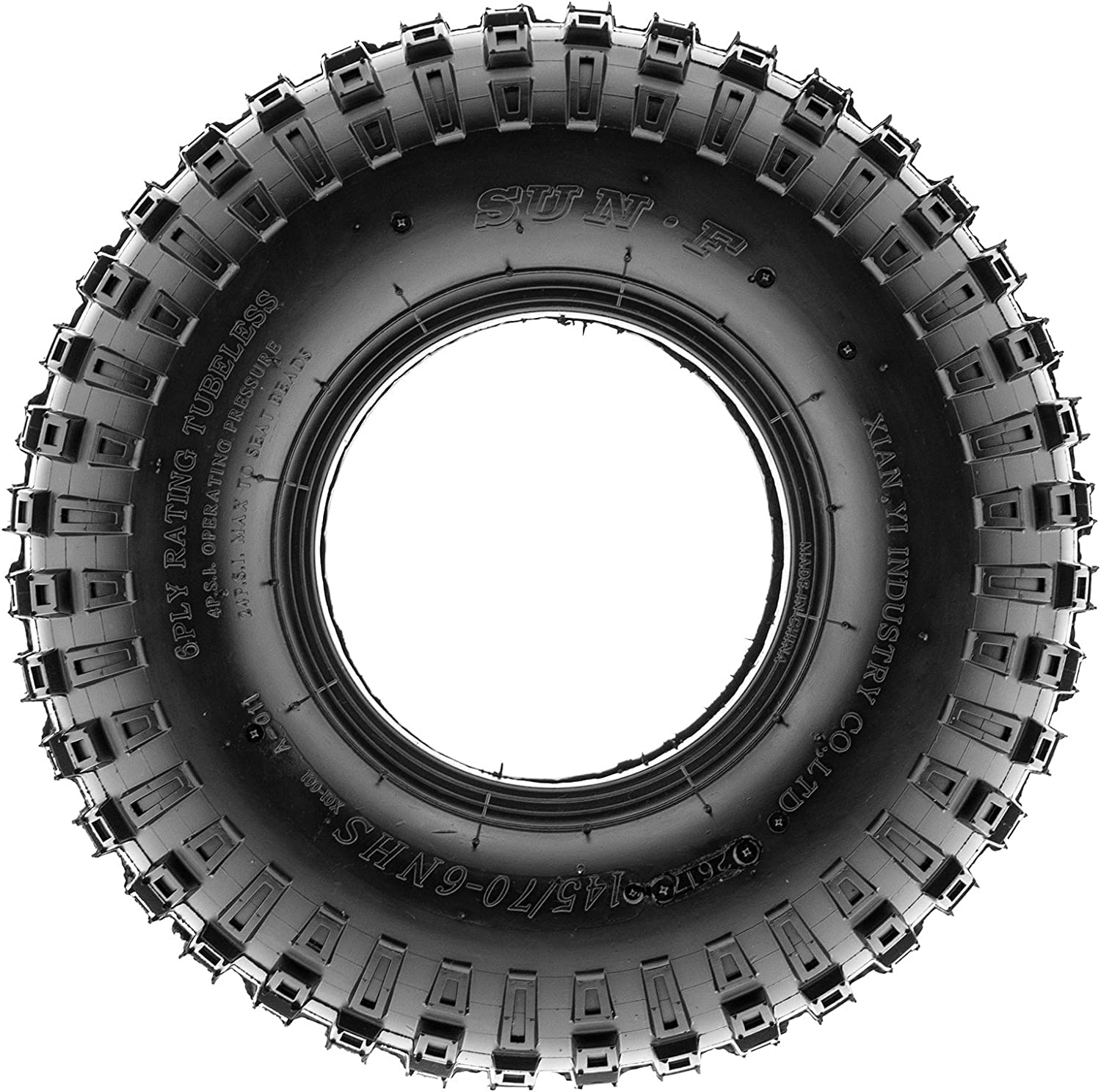 SunF A011 145/70-6 145/70x6 ATV UTV pneumatico fuoristrada 6PR TL E4 Mark, set di 2 pezzi