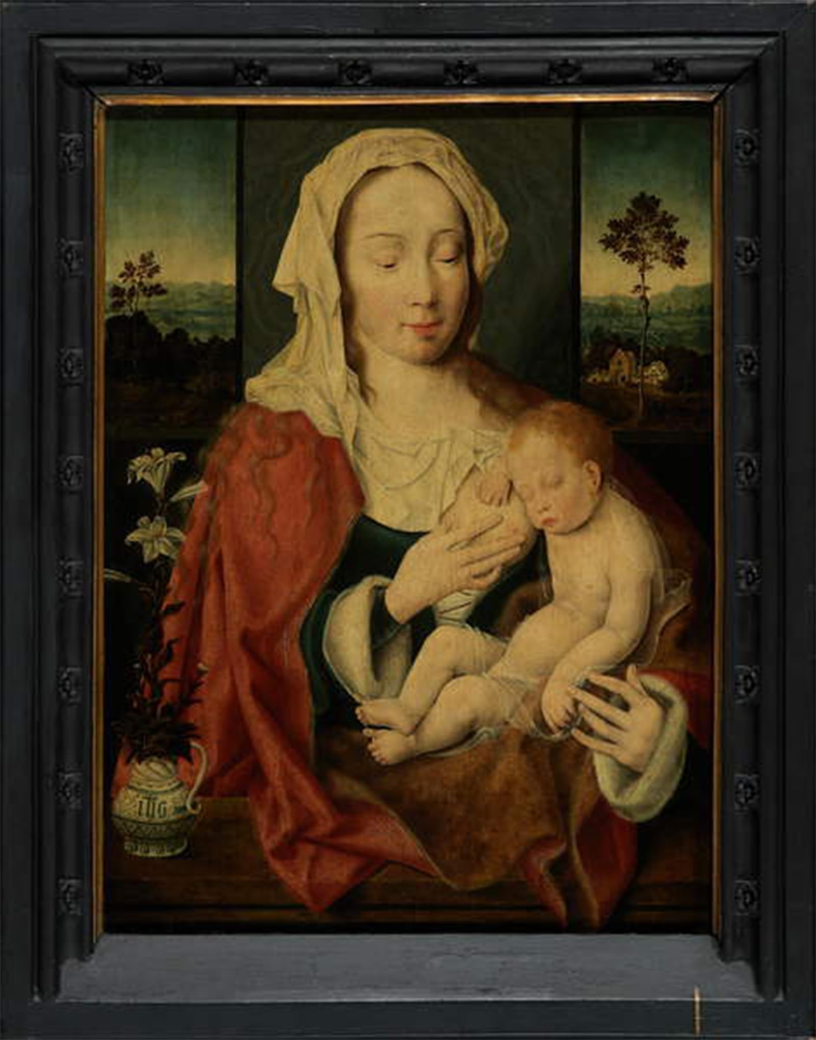 POSTERIIk Famous Print Pop Art Wall Art Graffiti Holy Virgin with Sleeping Baby Jesus by Joos Van Cleve Art Prints for Home Decor 60x90cm