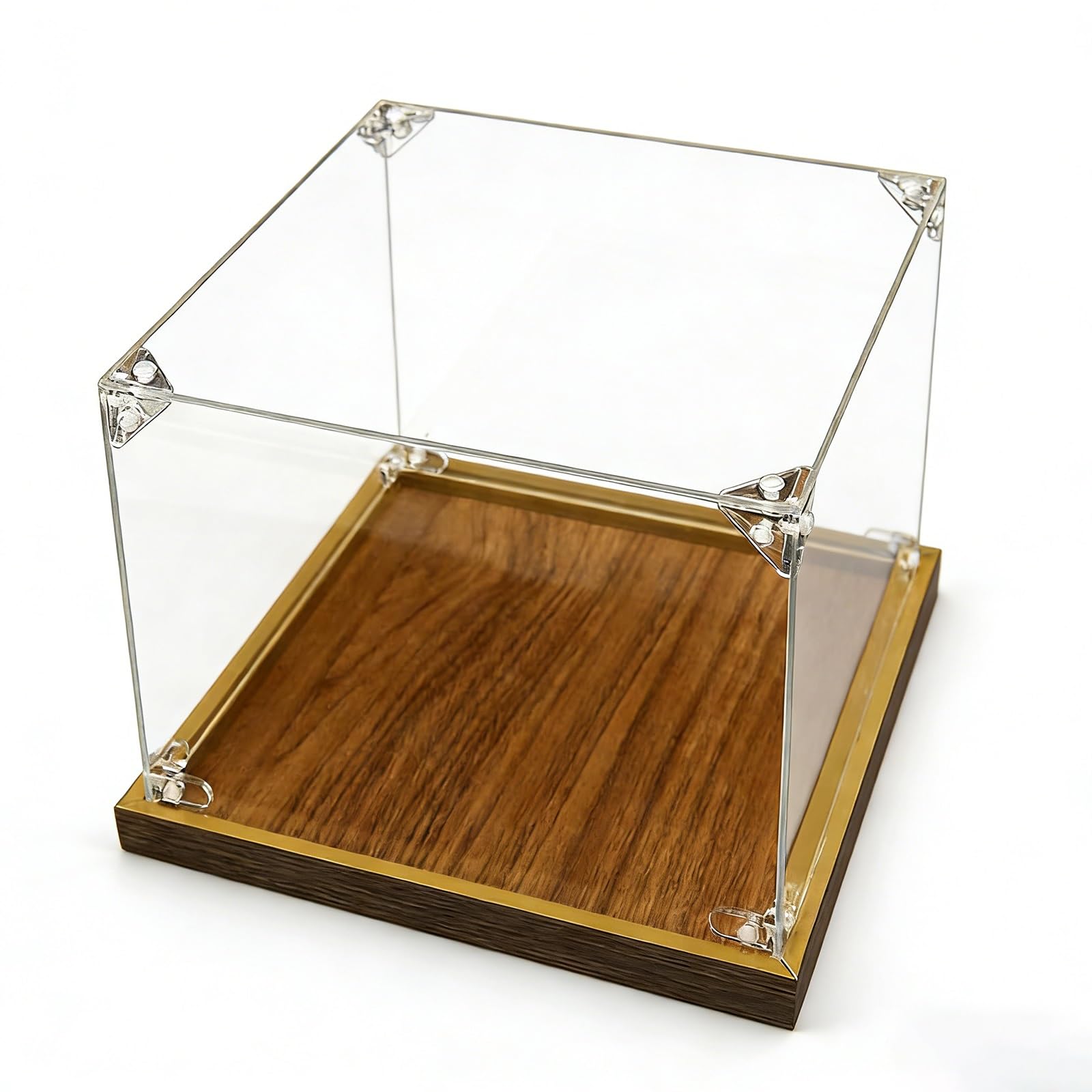 Clear Plastic Showcase, Acrylic Display Case With Wood Base Multiple Sizes For Dolls Models Crafts(25x20x20cm (10x8x8in))