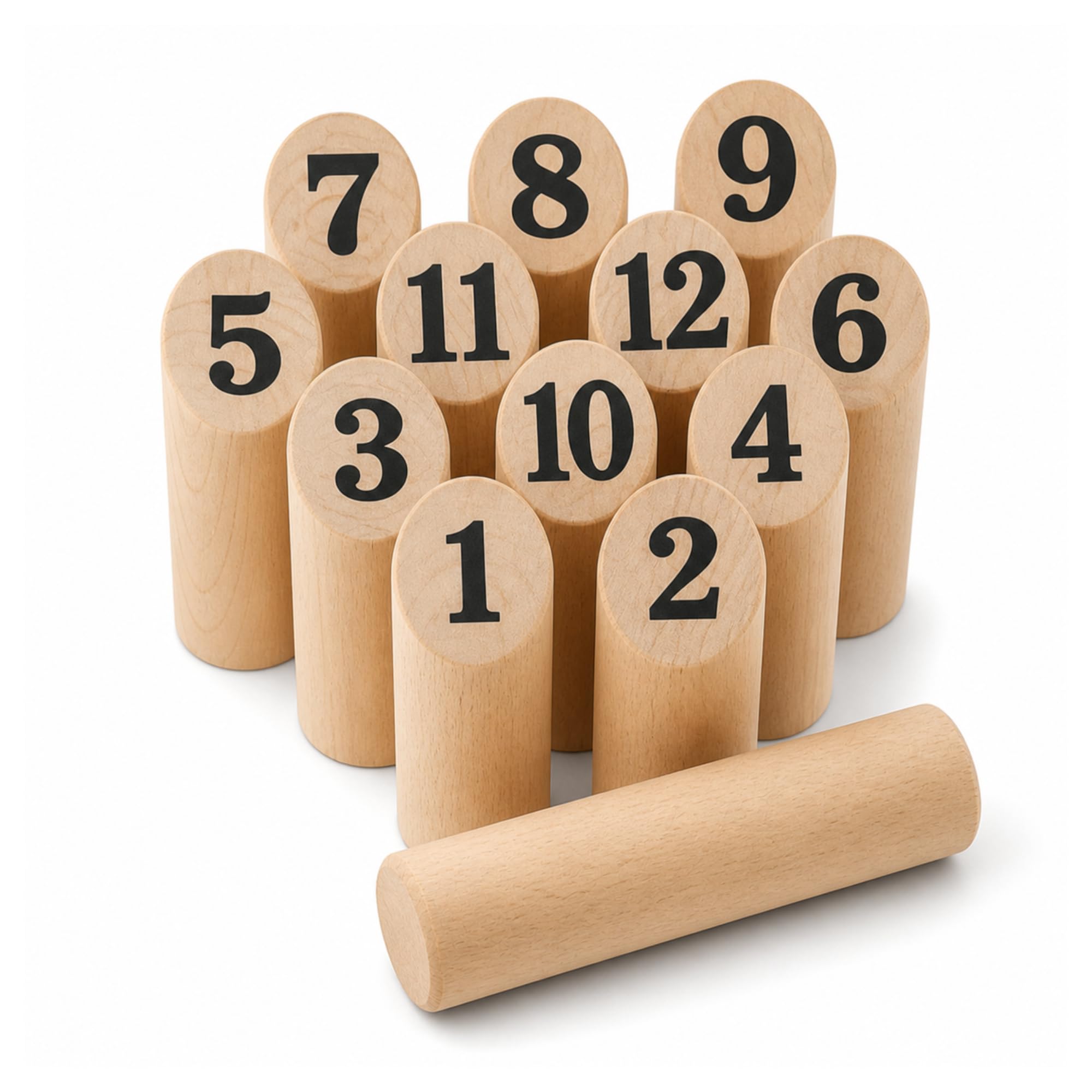 GRENADINE BOUTIQUE Jeu de Quilles Nordiques en Bois – Jeu Exterieur – Famille Adresse Strategie Jardin Plage Camping – Jeu en Bois Naturel – Kubb Bois – Enfants Adultes - Lot 12 Quilles