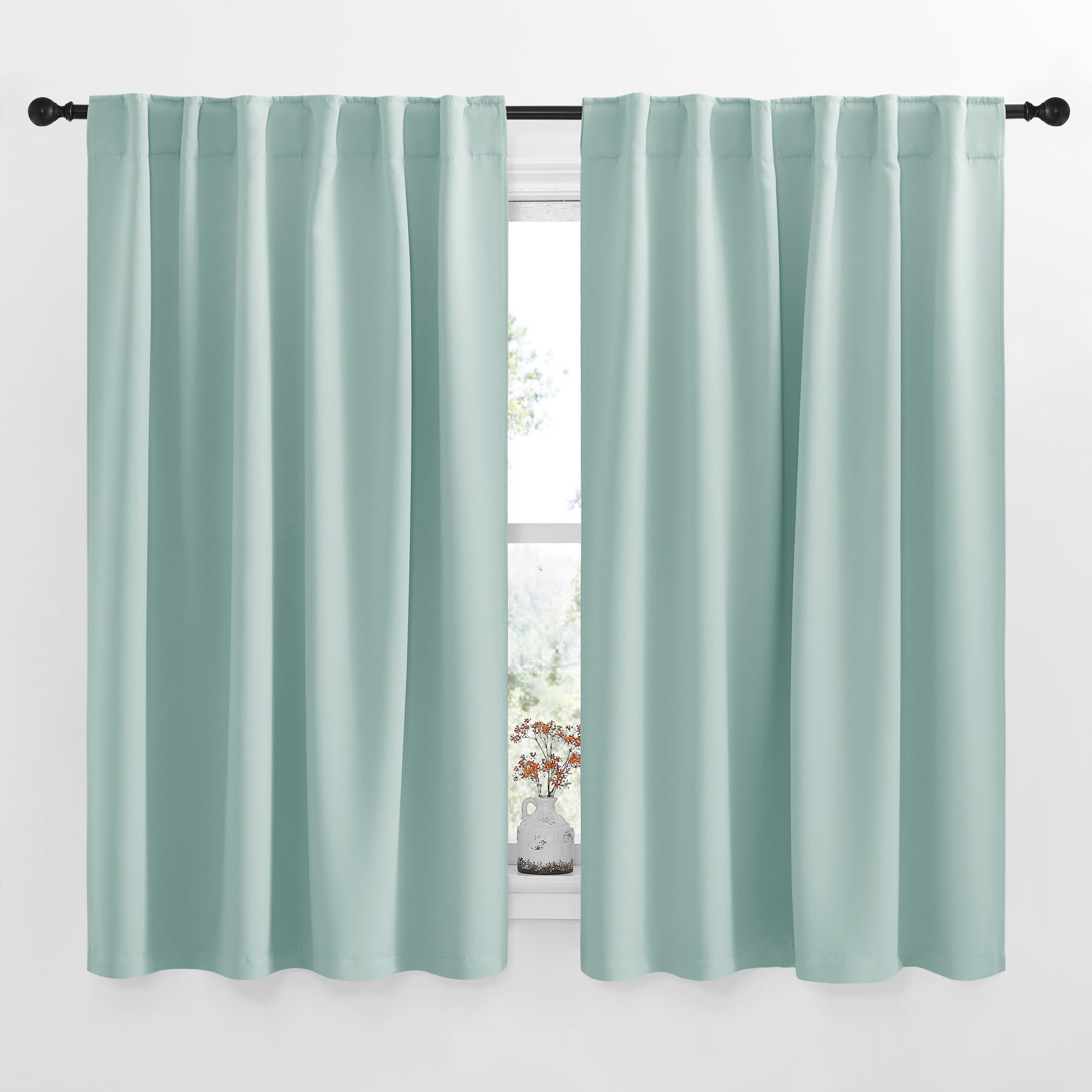 NICETOWN Blackout Curtain Panels for Living Room - (Aqua Blue Color) 52x54 inch, 2 Panels Set, Room Darkening Blackout Drapes for Window