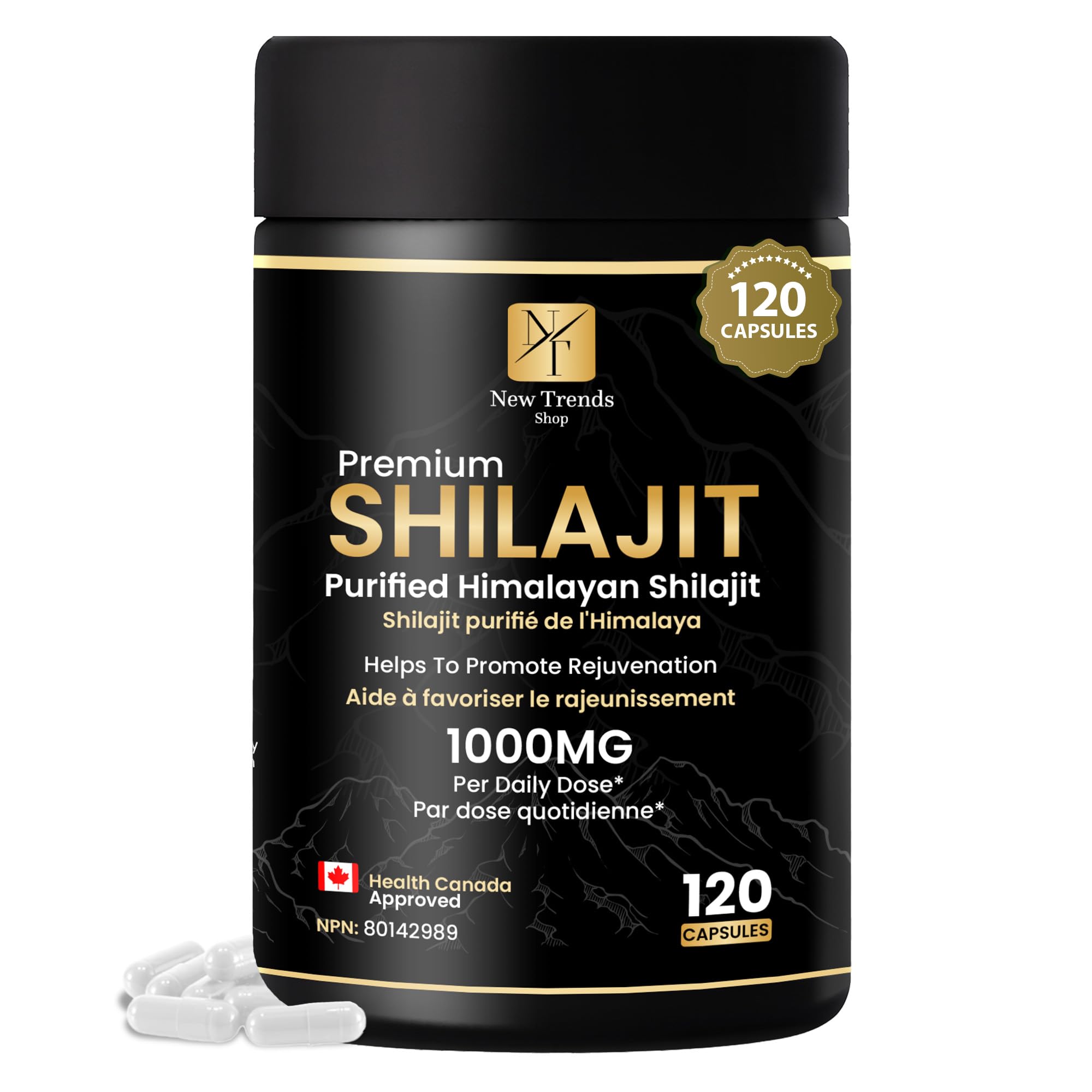 Shilajit Capsule New Trends Pure Premium Shilajit Capsules. Organic Supplement | 55% Fulvic Acid | For Men & Women (1000MG Per Serving - 120 Caps