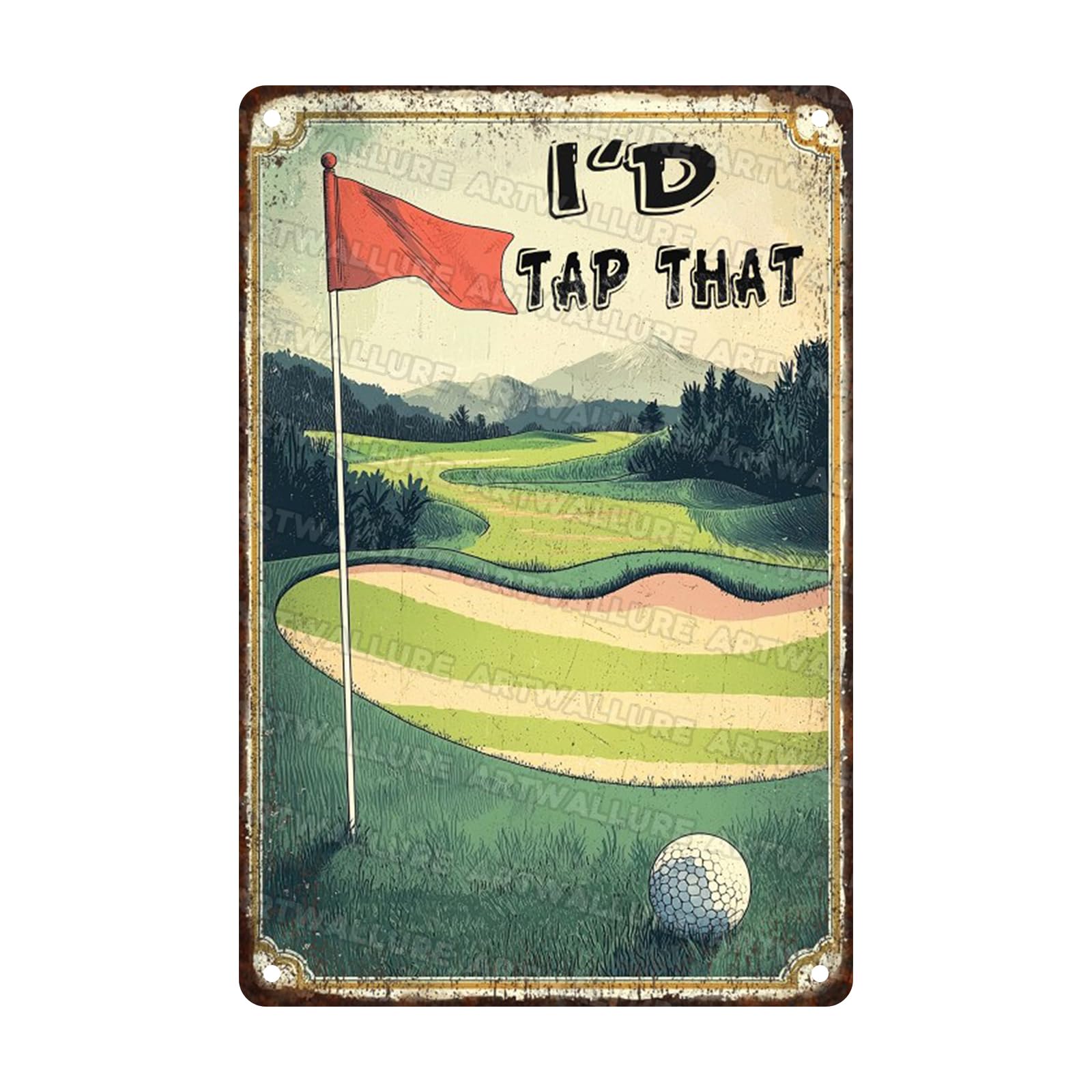 Anceky Tin Sign I'D Tap That Golf Metal Signs Funny Wall Decor for Farmhouse Home Cafe Kitchen Garage Bar 12×8 Inch