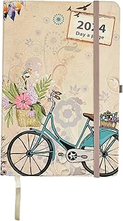 Diary 2024 Day a Page A5 Personal Organizer Diary Soft Padded Cover with Full Page of Saturday & Sunday by Arpan (Vintage Cream)