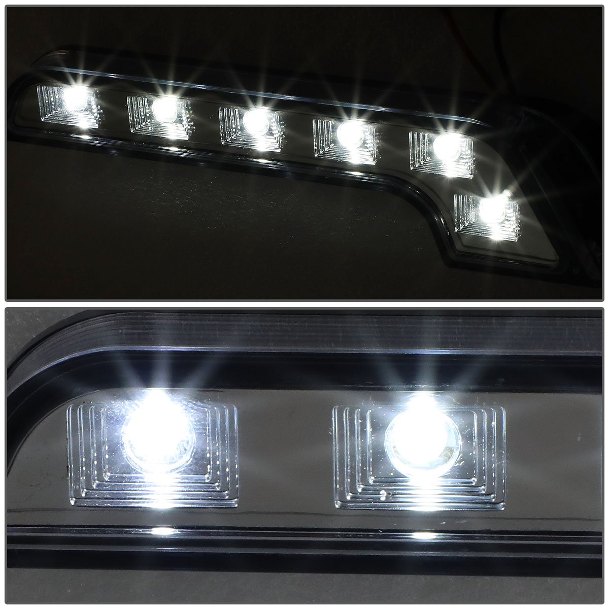 Auto Dynasty Universal L-Shape 6 LED Front Bumper Exterior Accent Light/Grille Fog Light/Lamp/bar + Switch (Clear Lens)