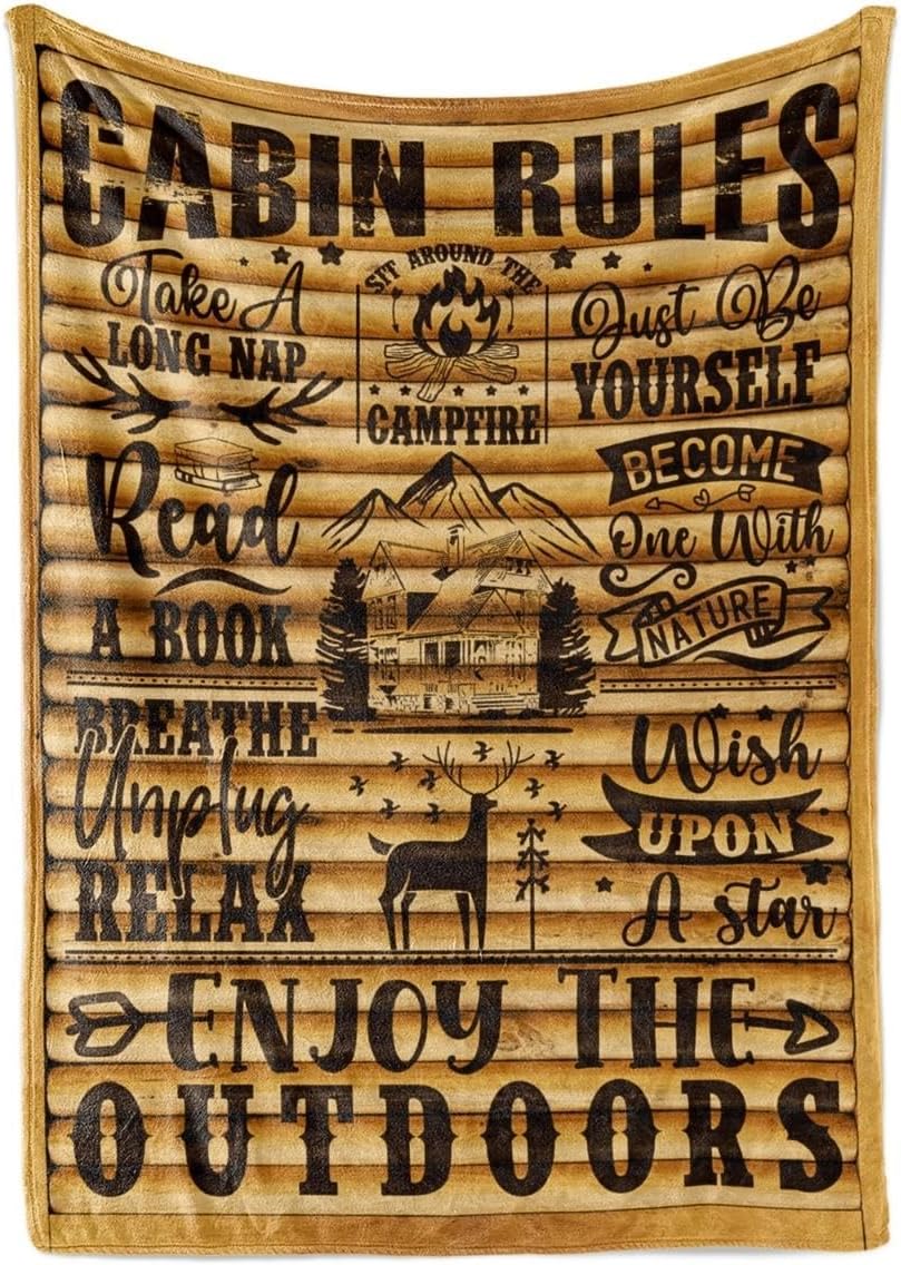 Huglanket Cabin Gifts Blanket, Lake House Flannel Throw