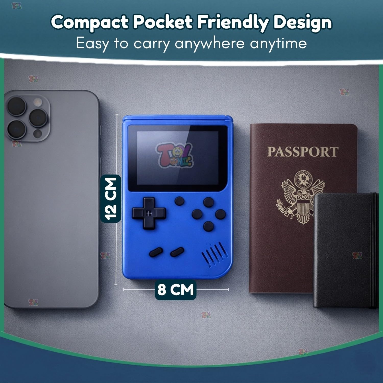 TOYTONIC Rechargeable Pocket Video Game Console for Kids 400-in-1 Retro Handheld Gaming Device with Built-in Classic Games, TV Output Support(Color Assorted)
