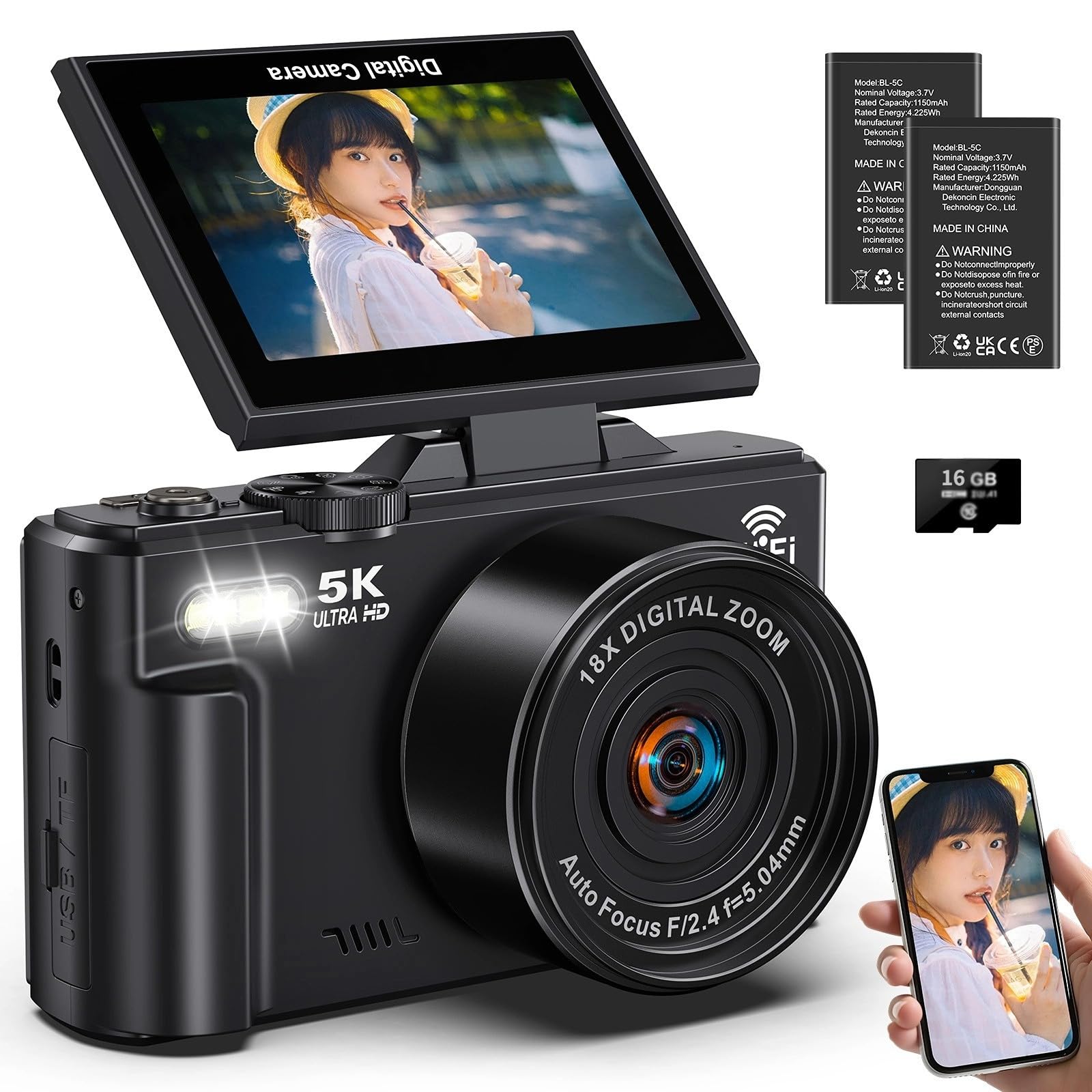 デジカメ 7500万画素 5K録画 デジタルカメラ スマホに送れるWi-Fi機能 Amazon | Beho デジカメ 7500万画素 5K録画 デジタルカメラ スマホに