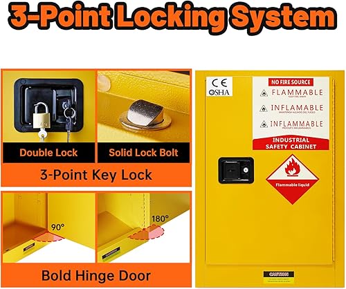 Vista 39 de Gabinete de seguridad inflamable de 18.11 x 18.11 x 35.5 pulgadas, gabinete de almacenamiento inflamable grueso de acero galvanizado, gabinete a