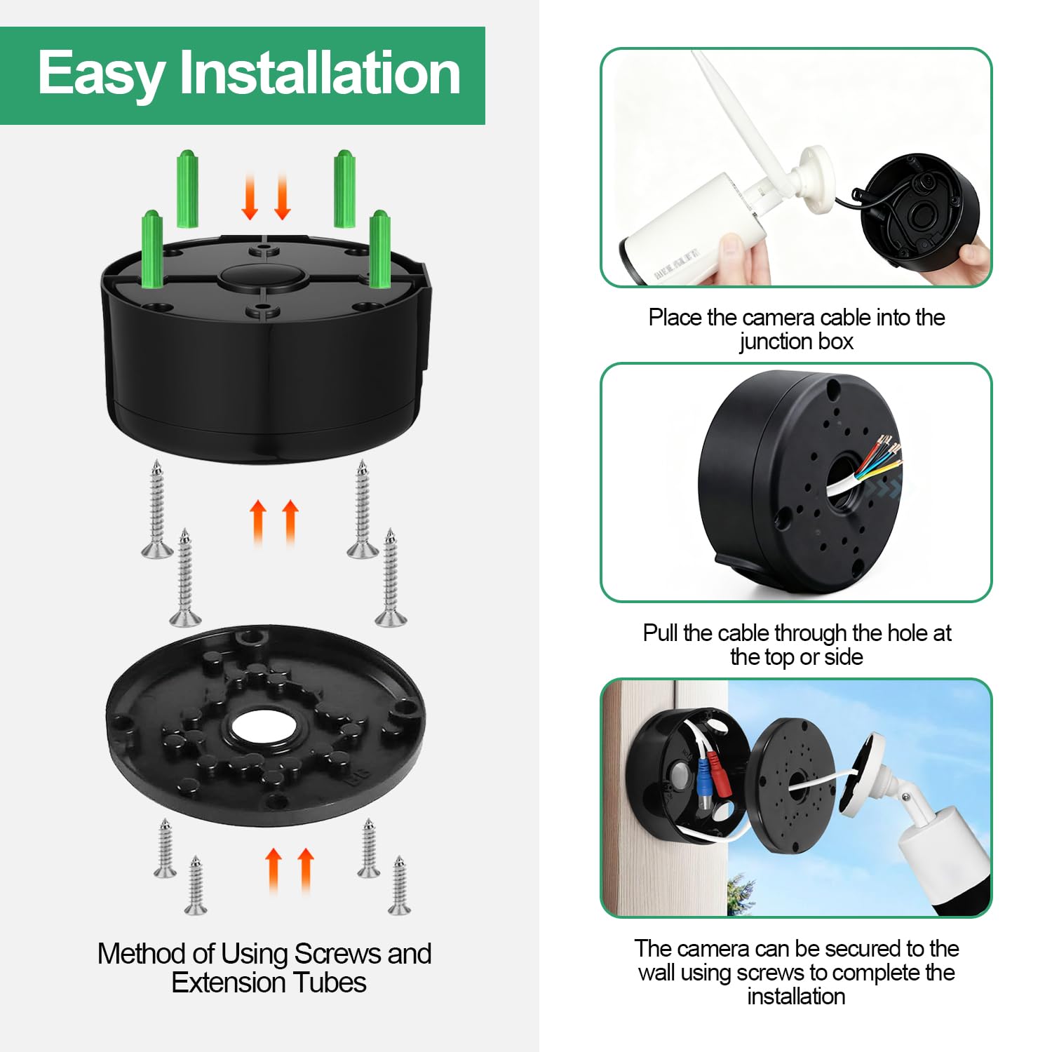 4 Pieza Caja Conexiones Estanca Junction Box de Cámara Caja Estanca Circular Impermeable Estanca con Tornillos y Destornillador Pequeño Apto para Cámaras de Vigilancia en Interiores y Exteriores