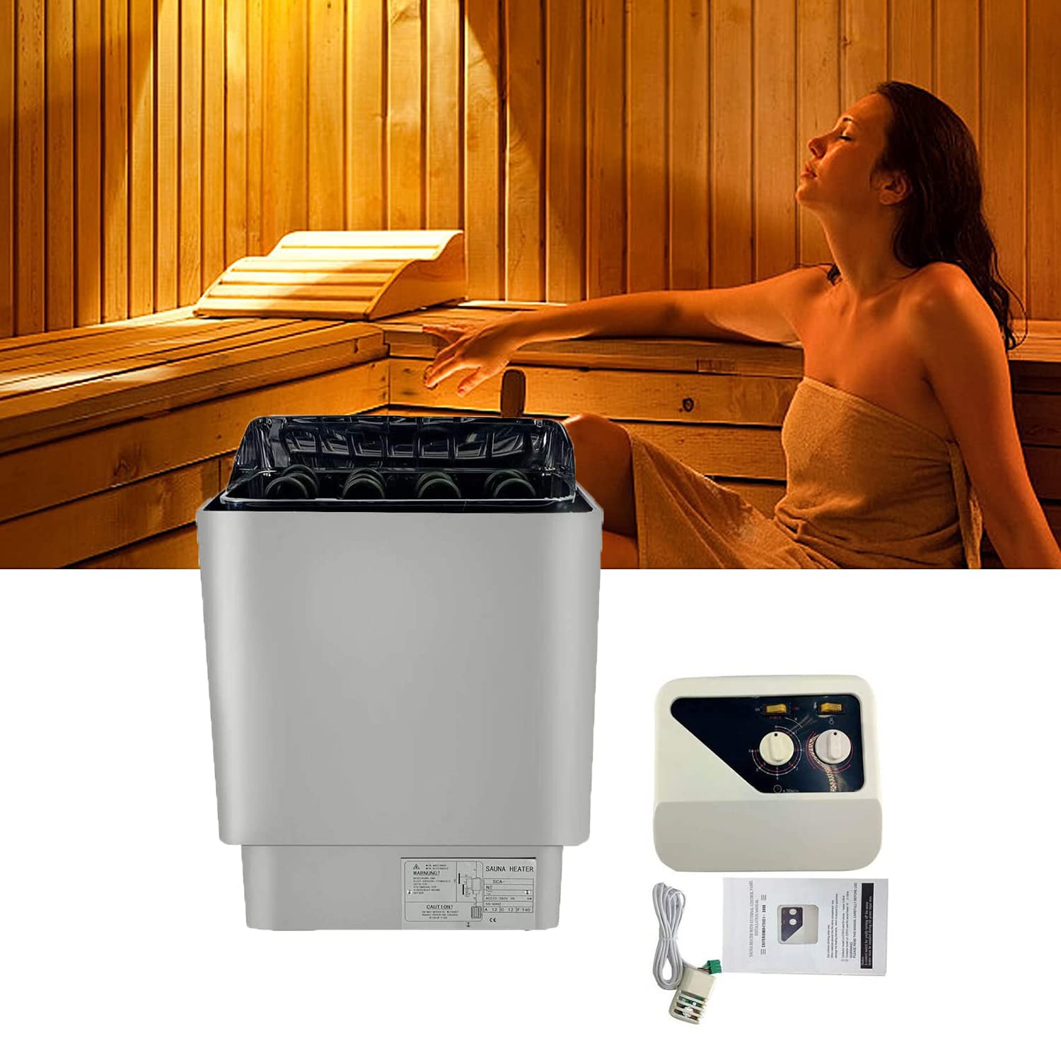 Forno Elettrico per Sauna, con Controllo termostato Esterno Sauna secca, Attrezzatura per Bagno Turco, per Bagno di Hotel di casa (9KW)