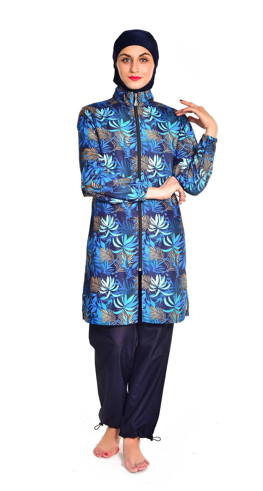 Costume Da Bagno Intero Donna Plus Size Con Stampato Floreale - Burqini Islamico Hijab Con Protezione UV, Tessuto Morbido E Asciugatura Rapida