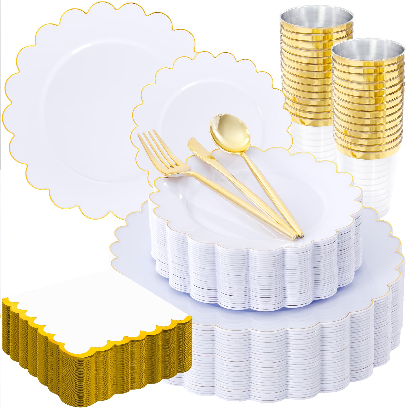 Gold Rim Plates Party Dinnerware Set -13