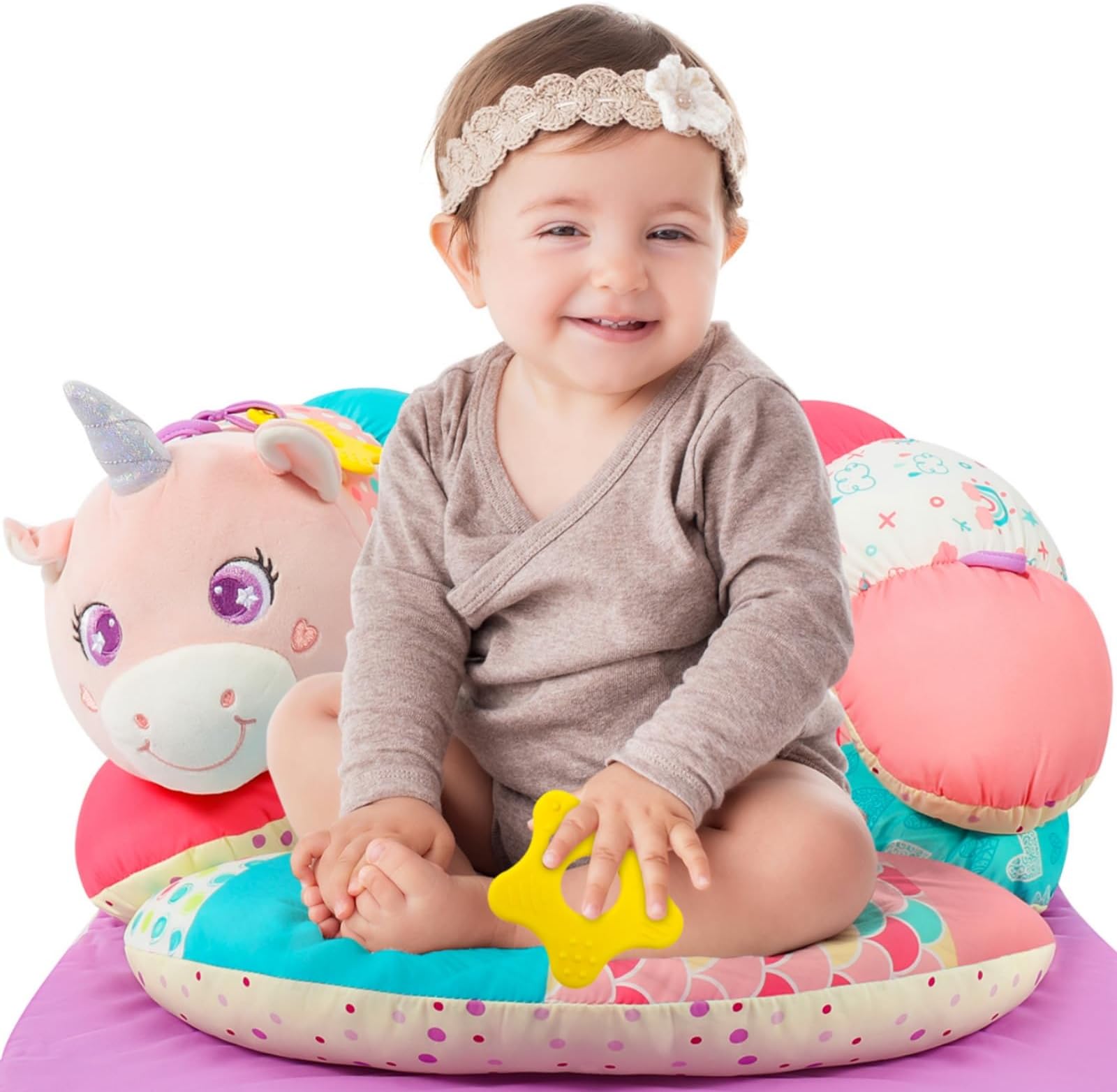 Tummy Time Pillow, Montessori Black and White Baby Toys, Tummy Time Mat & Seated Support Pillow for Baby Gift-0-12 Months (Pink)