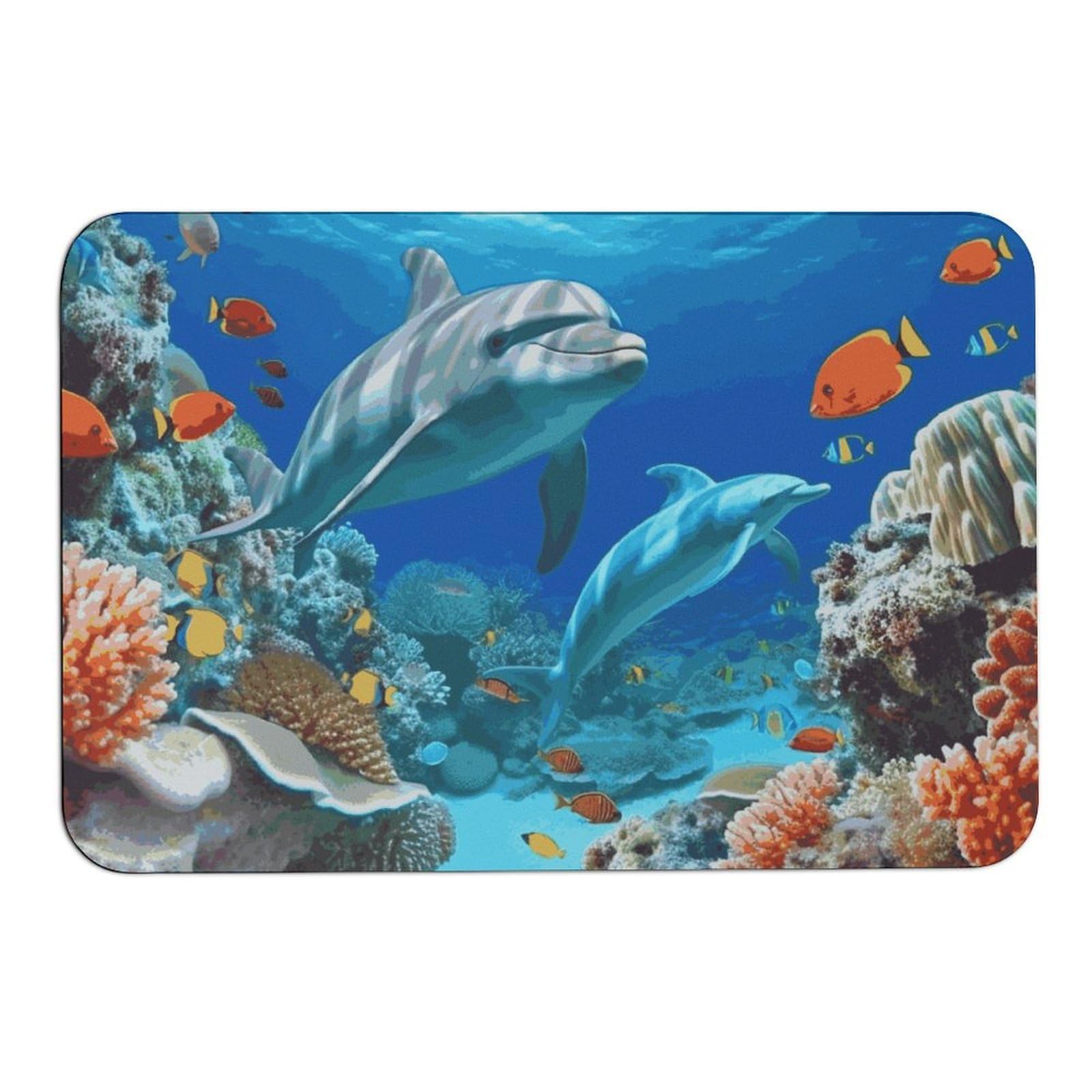 Tapis de sol poissons corail pour une entrée maritime rafraîchissante