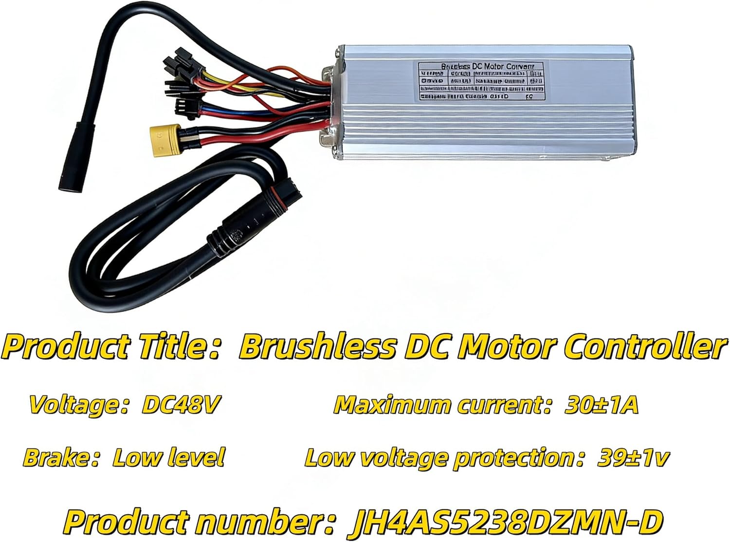 Brushless DC Motor Controller, 48V 30A, Low Voltage Protection, for Electric Bike, Model JH4AS5238DZMN-D