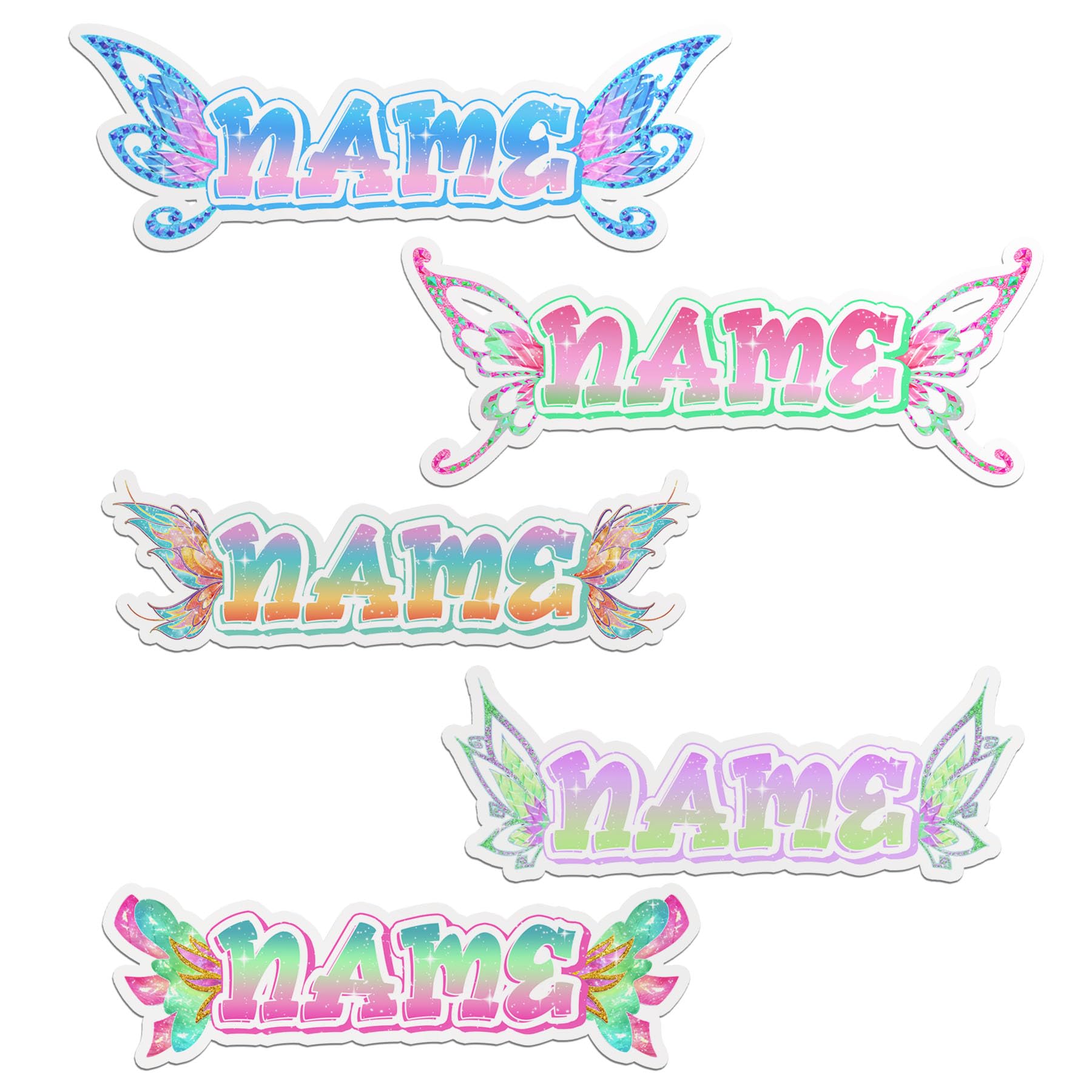 Custom Butterfly Name Sticker Personalized Girl Name Colorful Stickers Pet Lover Fairy Waterproof Vinyl Decal for Water Bottles, Tumblers, Laptops,